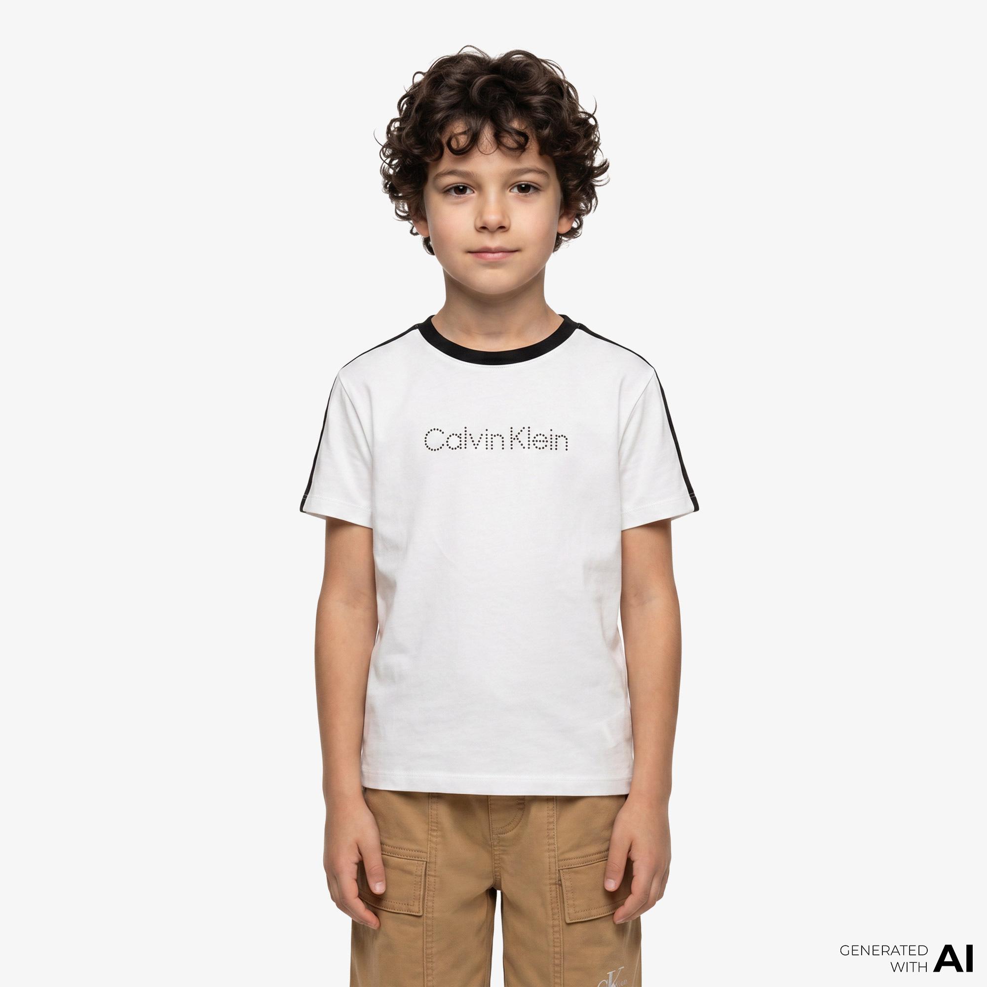 Calvin Klein Taping Çocuk Beyaz T-Shirt