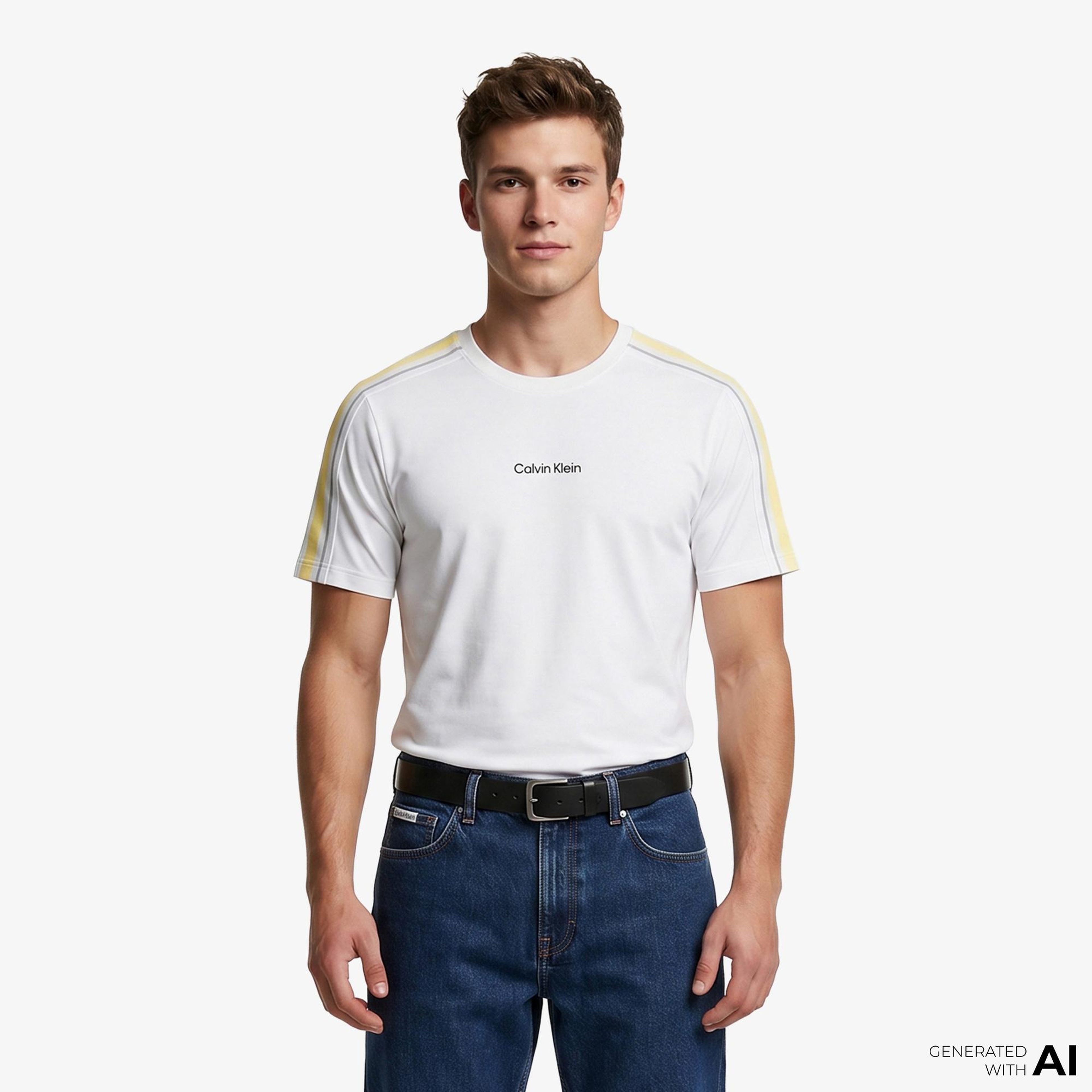 Calvin Klein Tape Erkek Beyaz T-Shirt