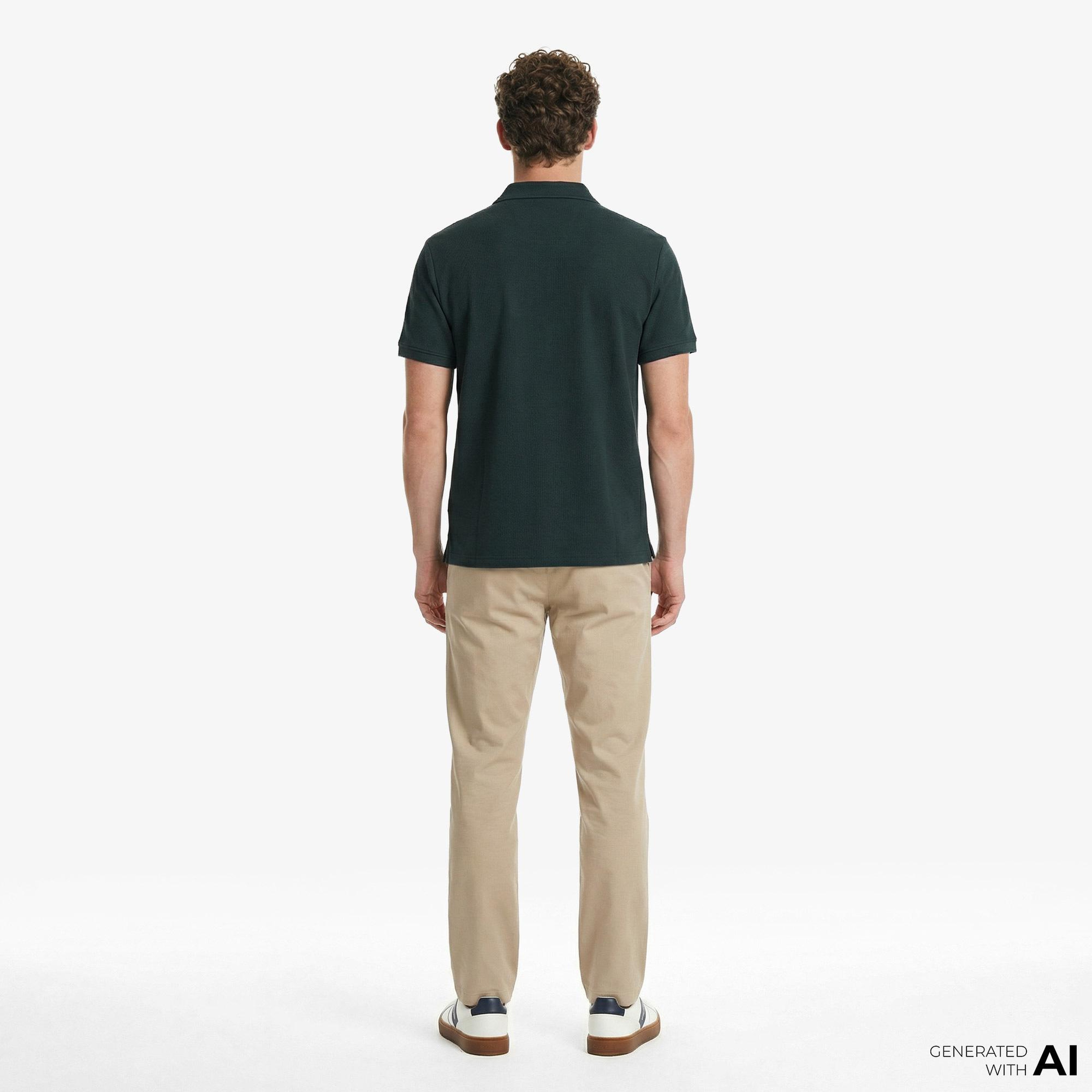 Calvin Klein Easy Micro Waffle Camp Erkek Yeşil Polo