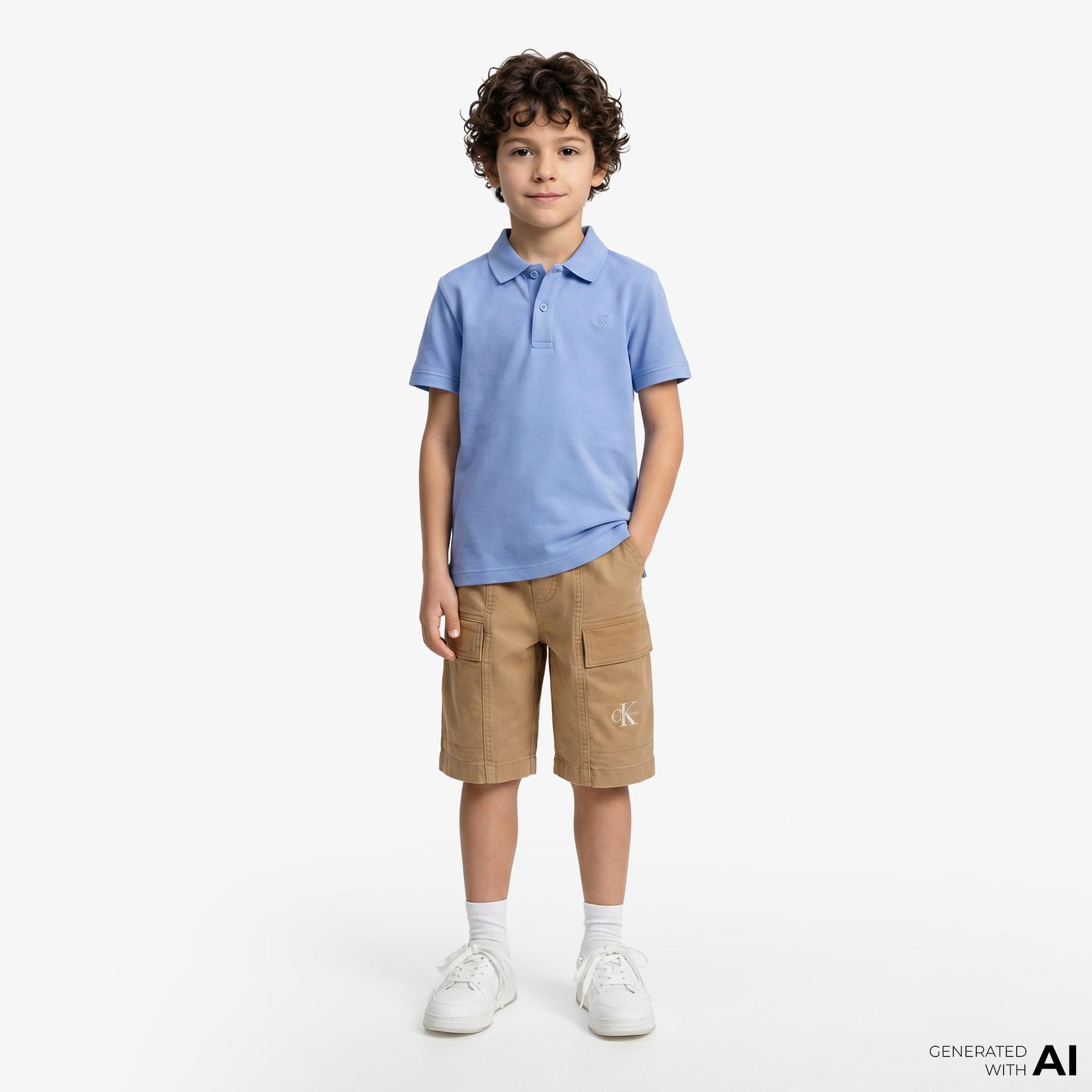 Calvin Klein Solid Çocuk Mavi Polo