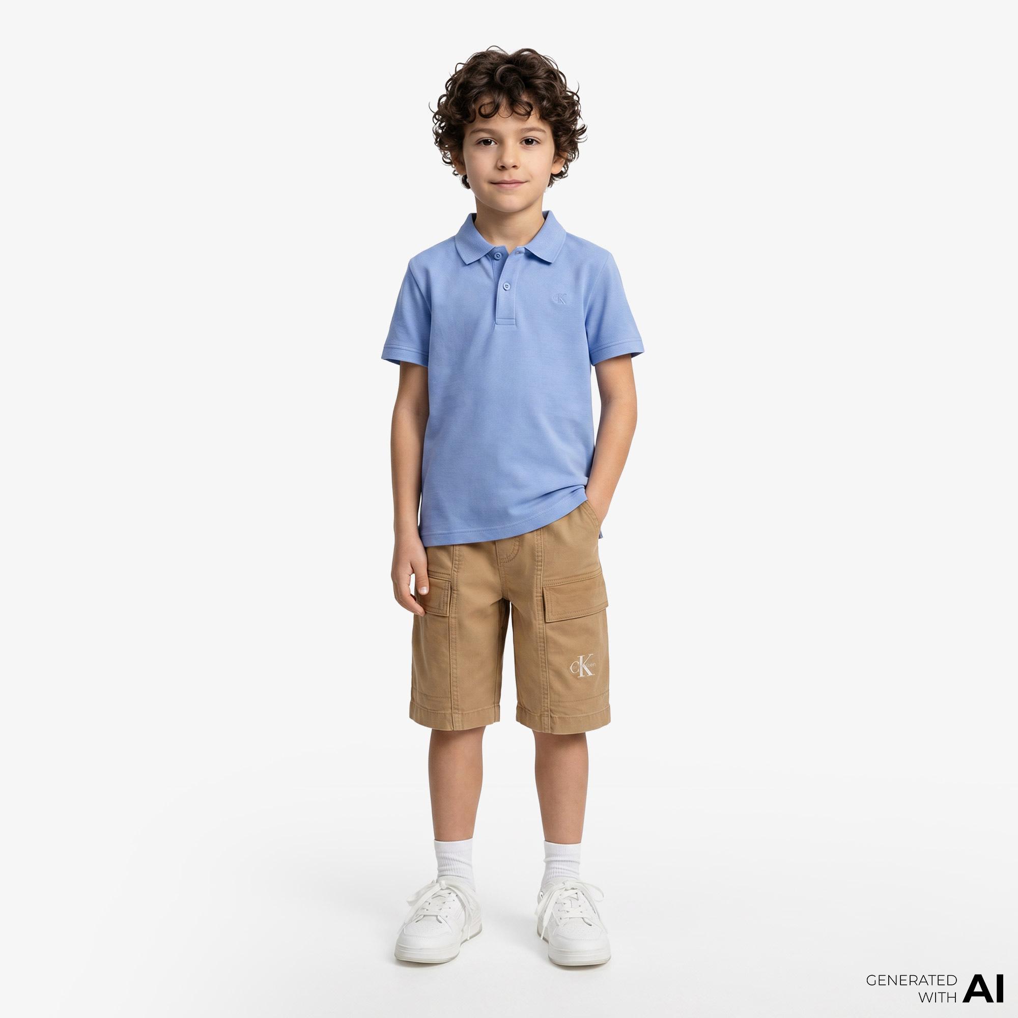 Calvin Klein Solid Çocuk Mavi Polo