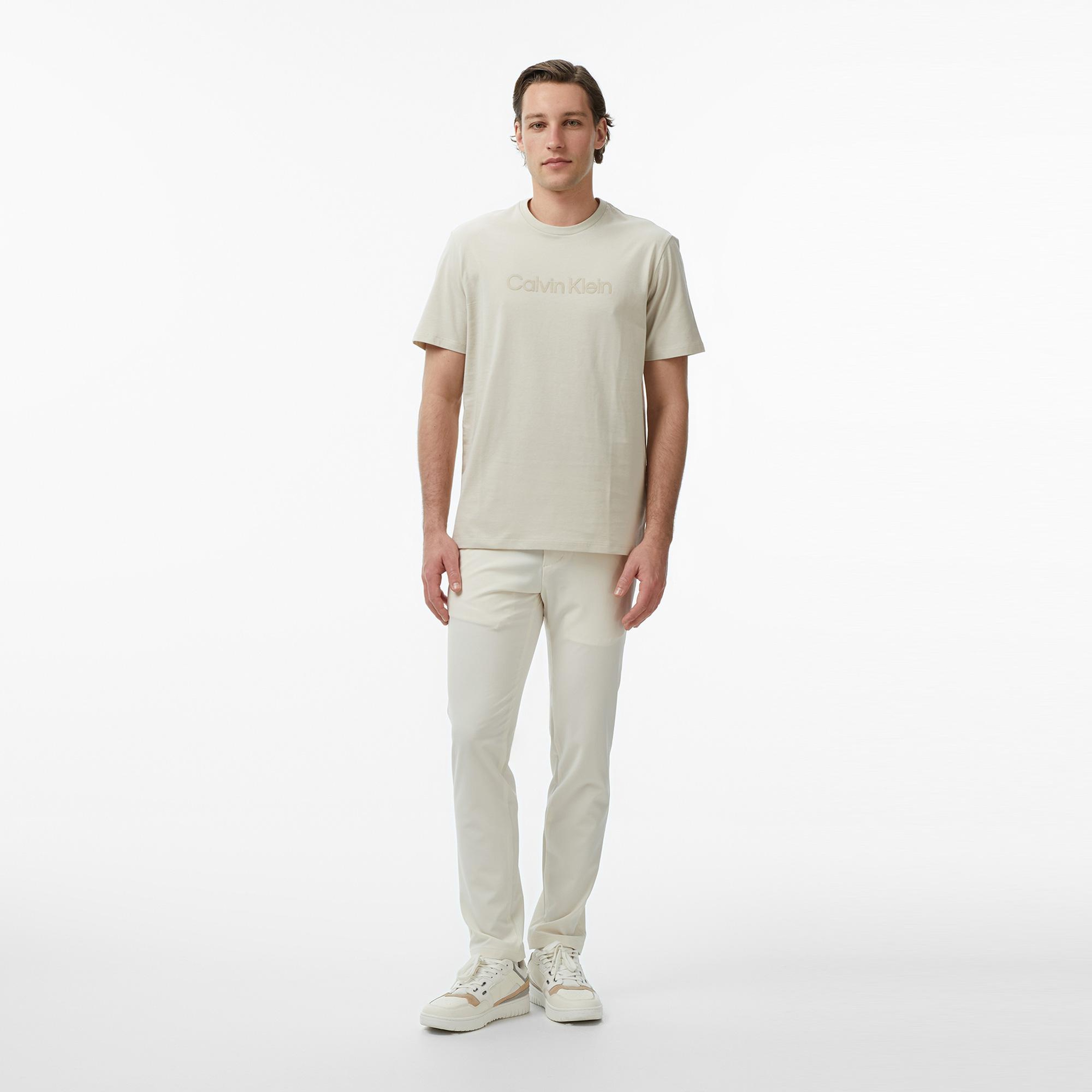 Calvin Klein 30S Sportswear Grap Erkek Bej T-Shirt