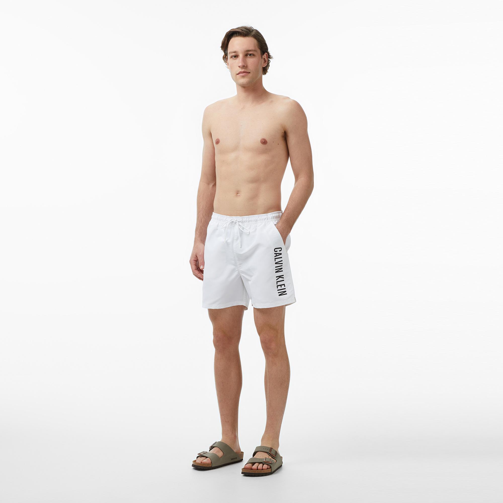 Calvin Klein Medium Drawstring Erkek Beyaz Deniz Şortu