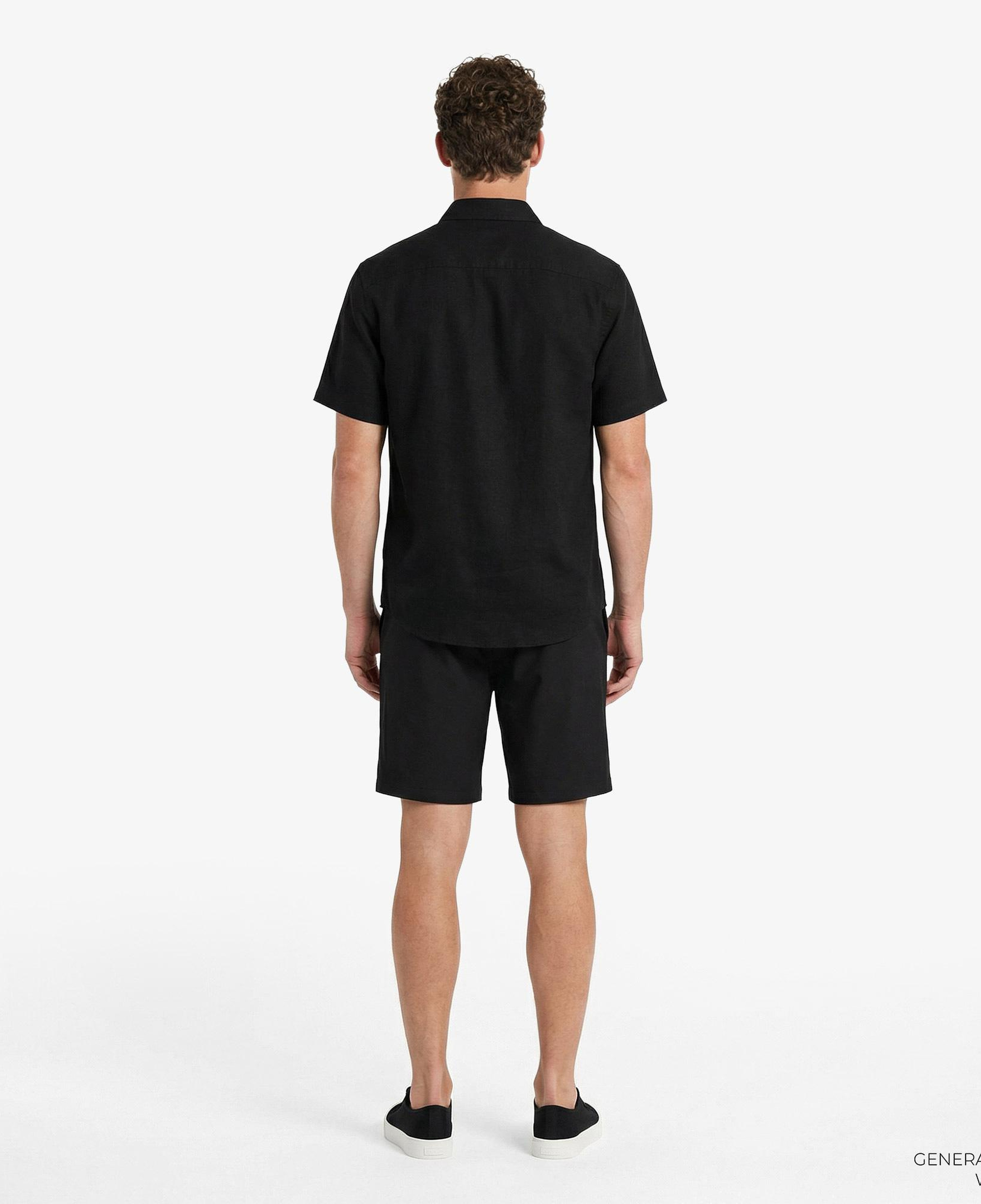 Calvin Klein Solid Causal Linen Classic Erkek Siyah Gömlek