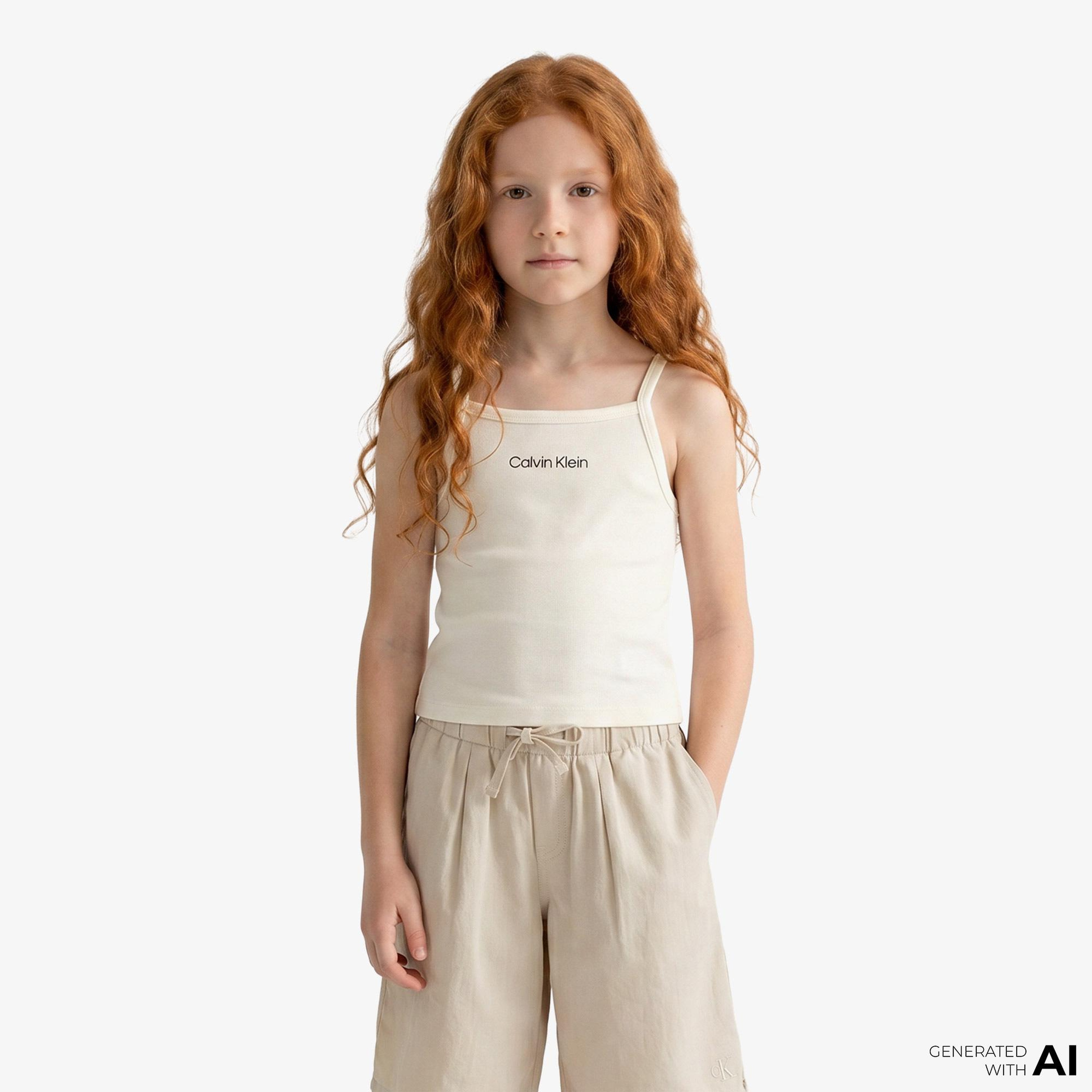 Calvin Klein Punto Strap Çocuk Beyaz T-Shirt