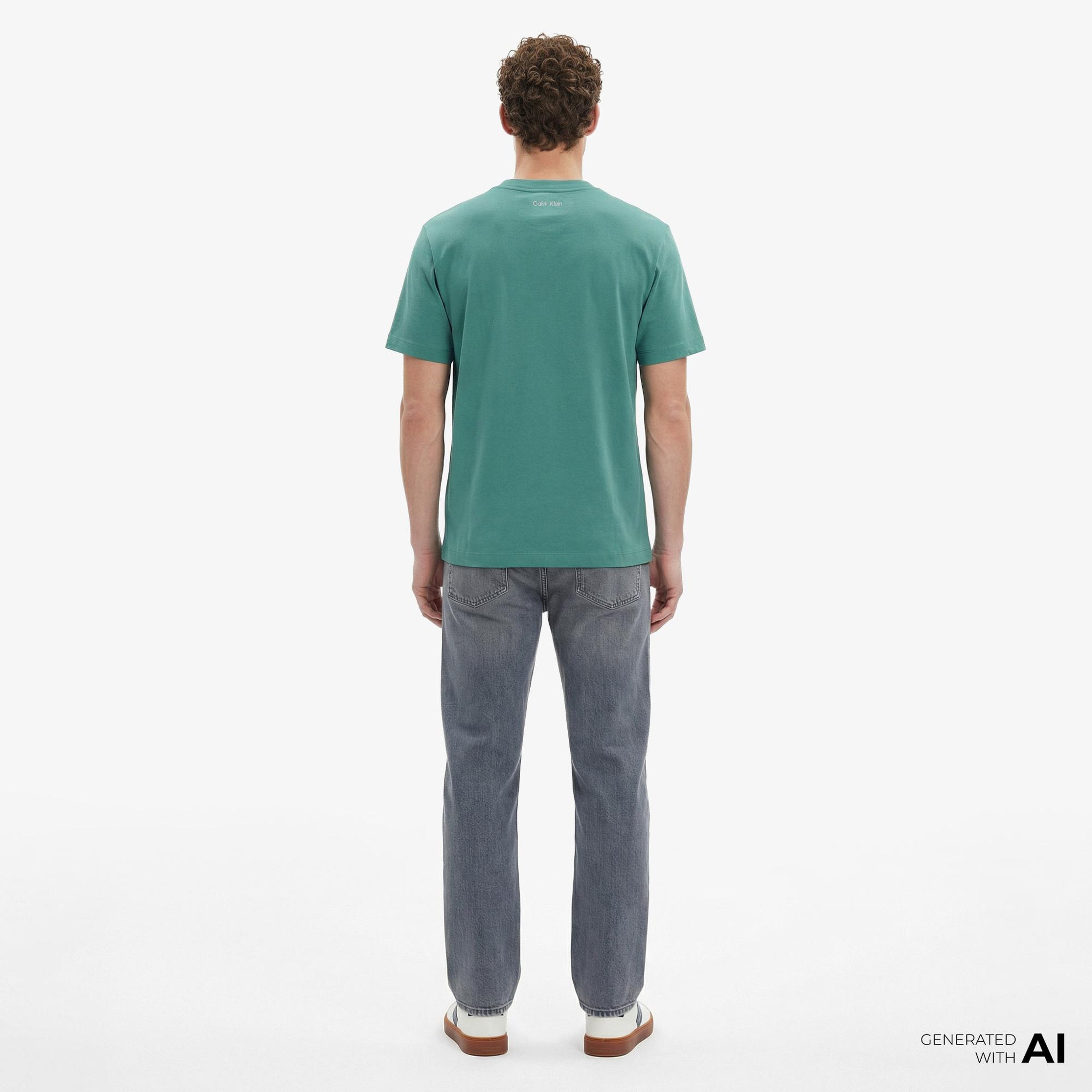 Calvin Klein 20S Easy Collegiate Badge  Erkek Yeşil T-Shirt