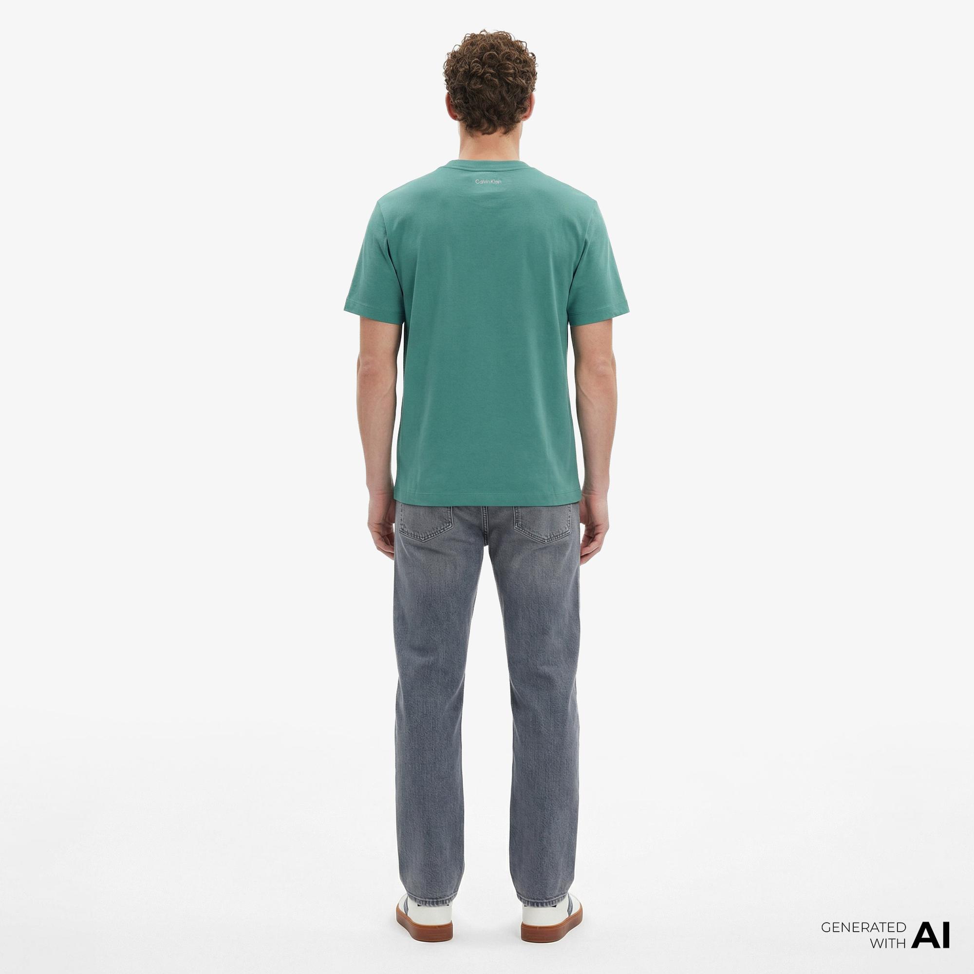Calvin Klein 20S Easy Collegiate Badge  Erkek Yeşil T-Shirt