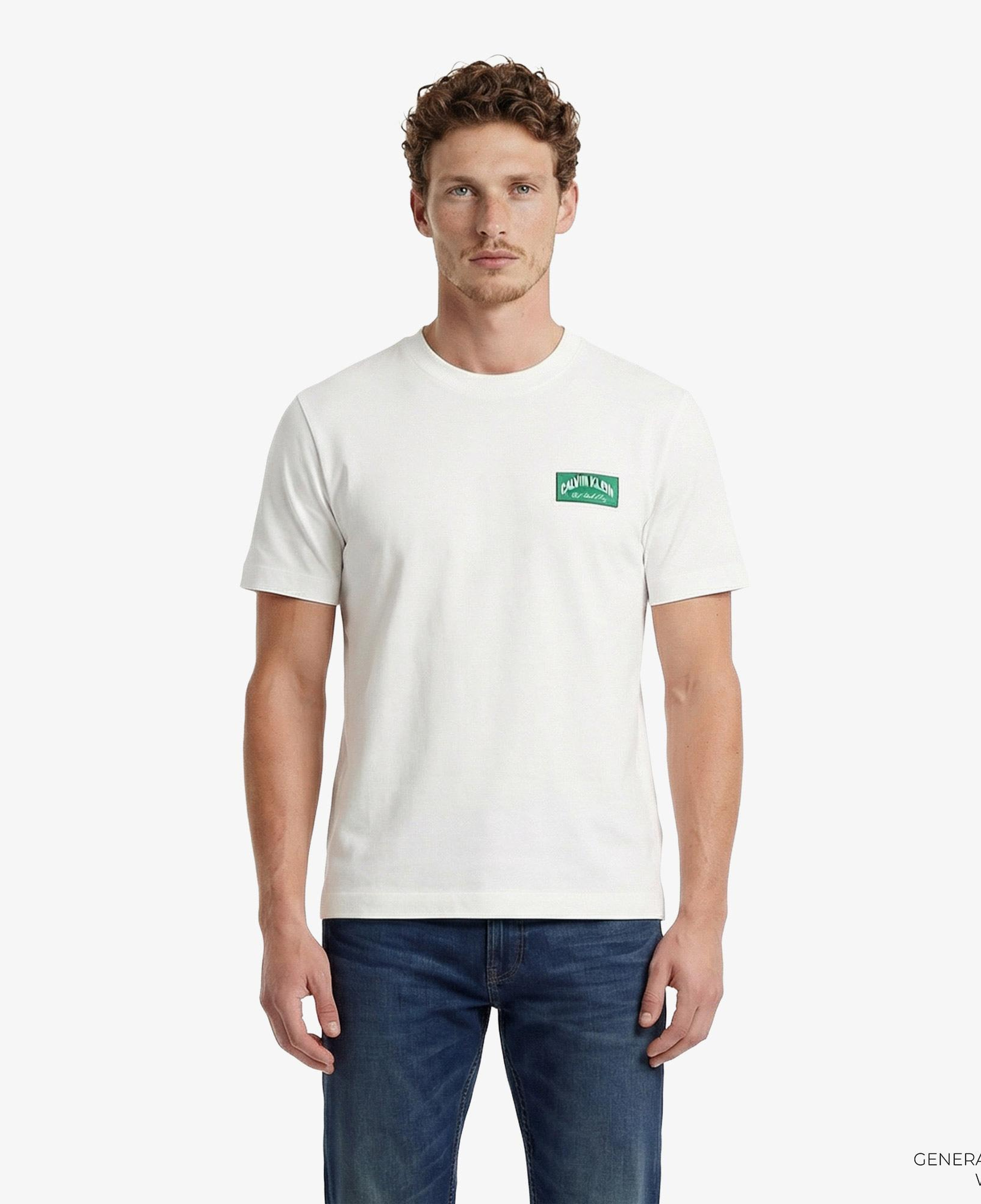 Calvin Klein 20S Easy Collegiate Badge Erkek Beyaz T-Shirt