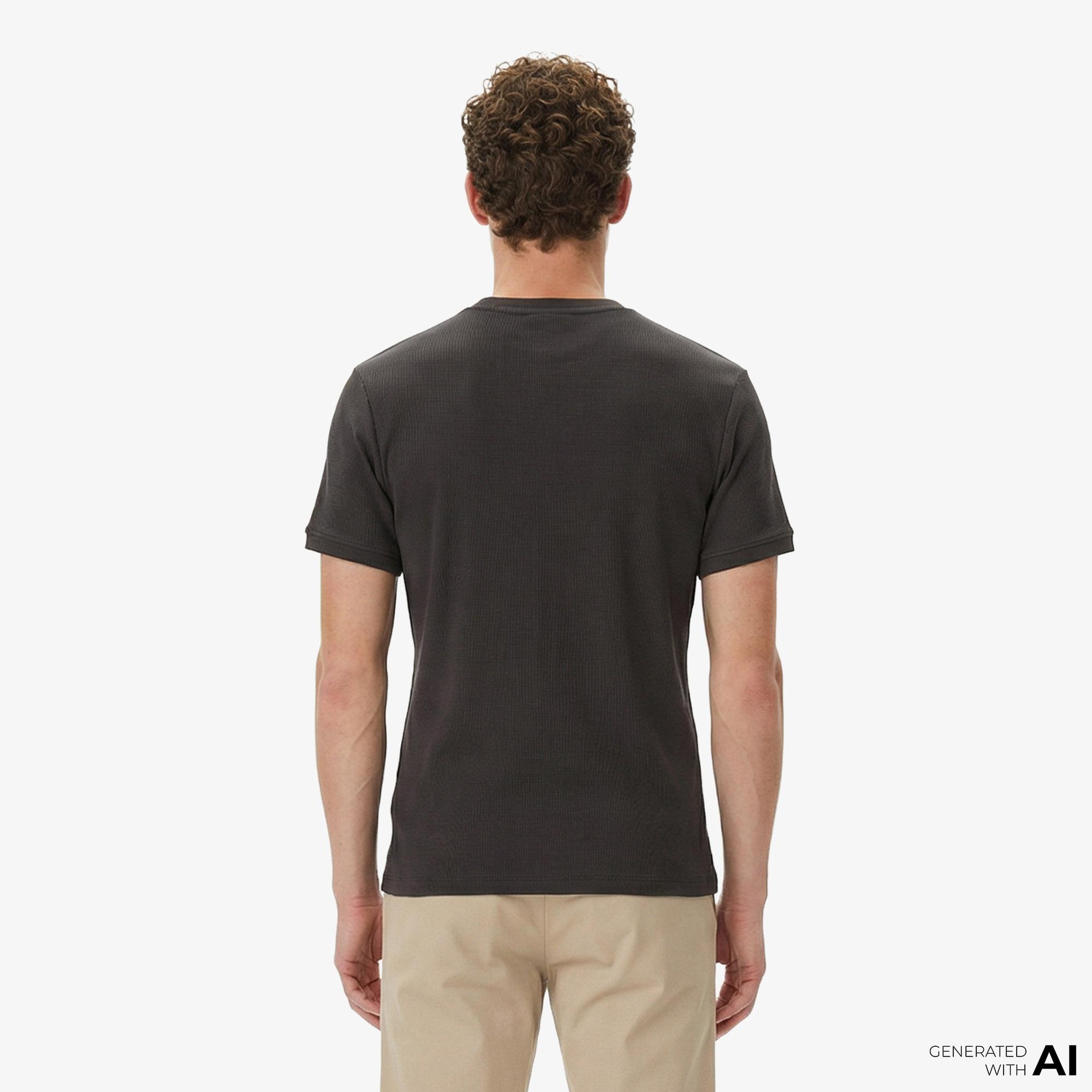 Calvin Klein Slim Micro Waffle Crewnk  Erkek Gri T-Shirt