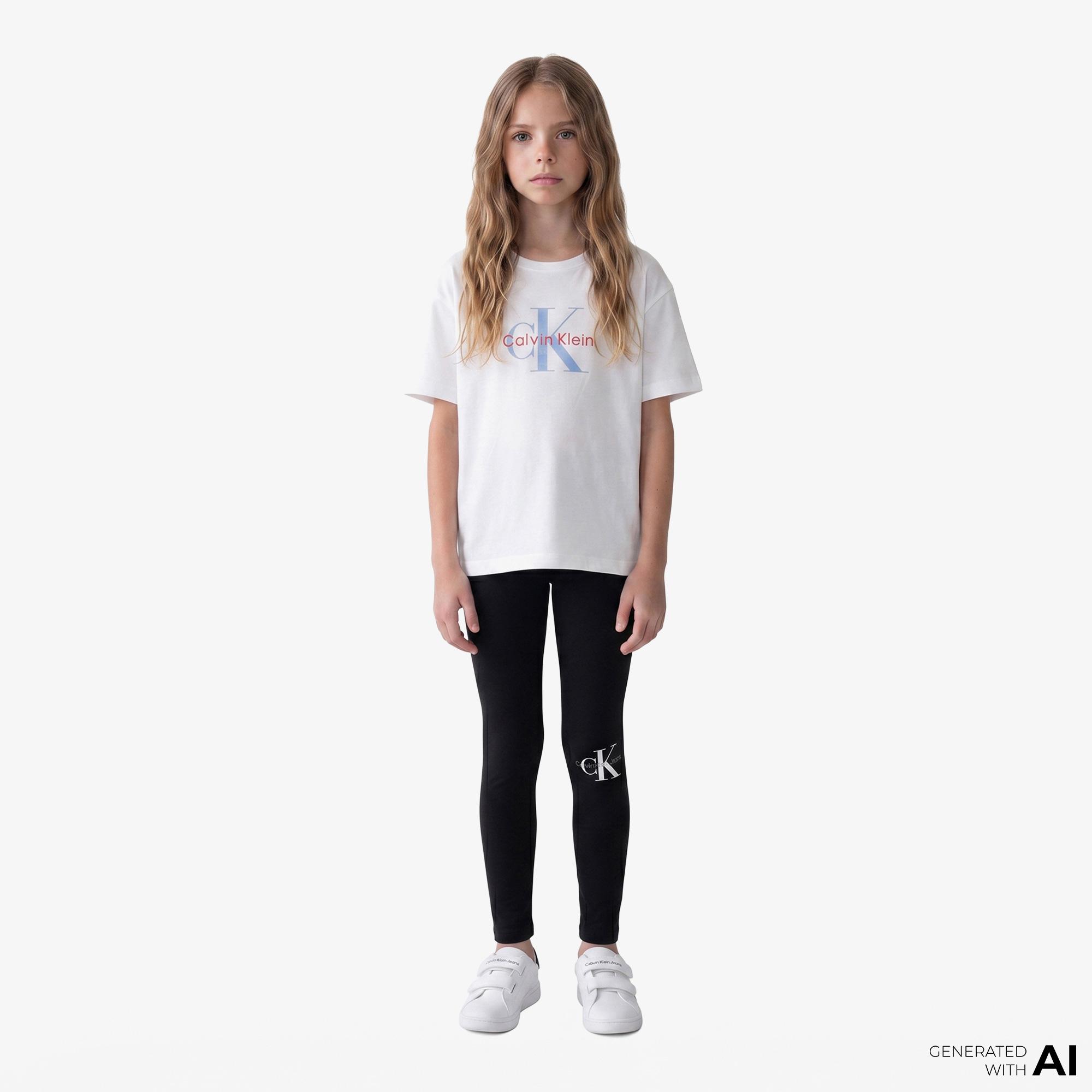 Calvin Klein Seasonal Monologo Çocuk Beyaz T-Shirt