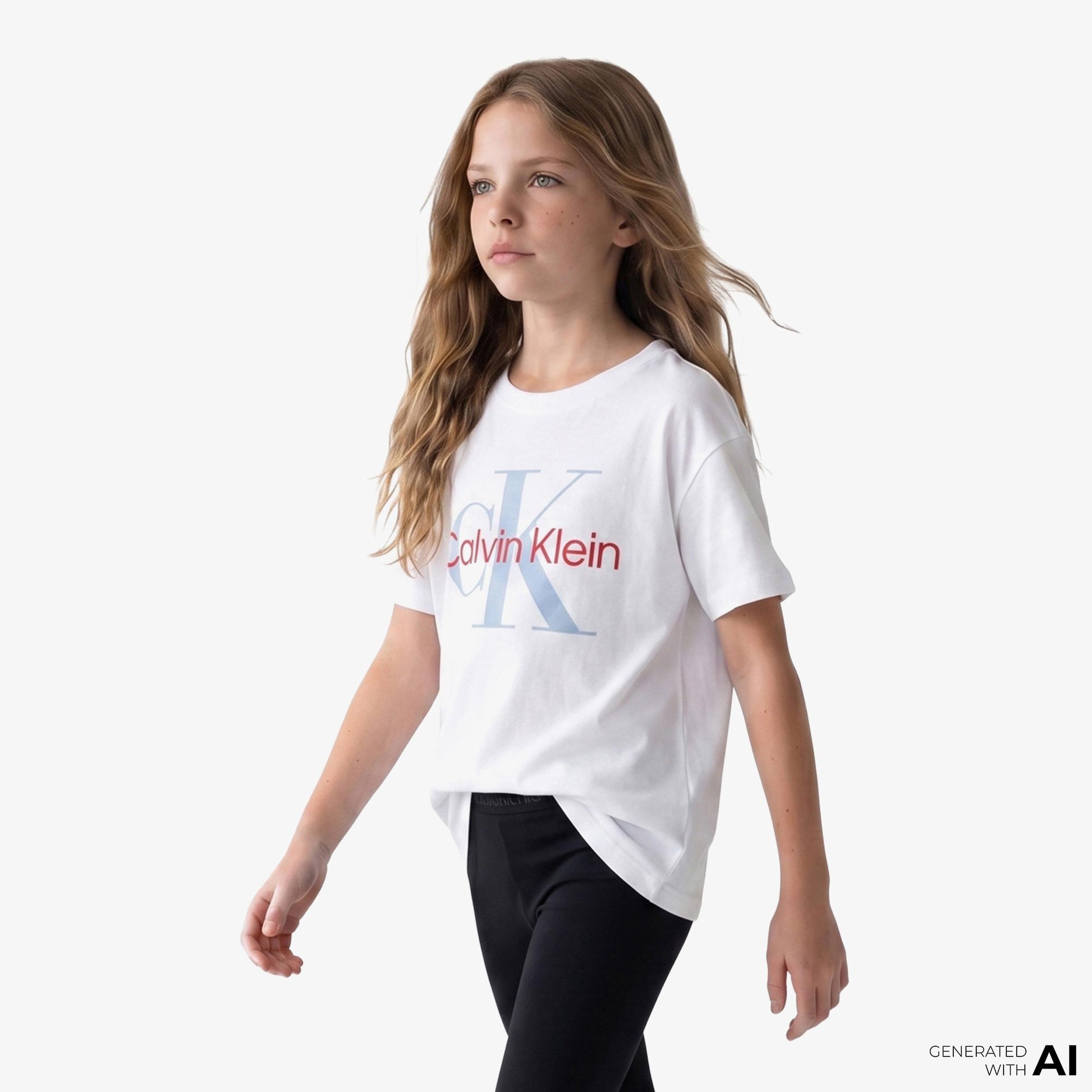 Calvin Klein Seasonal Monologo Çocuk Beyaz T-Shirt