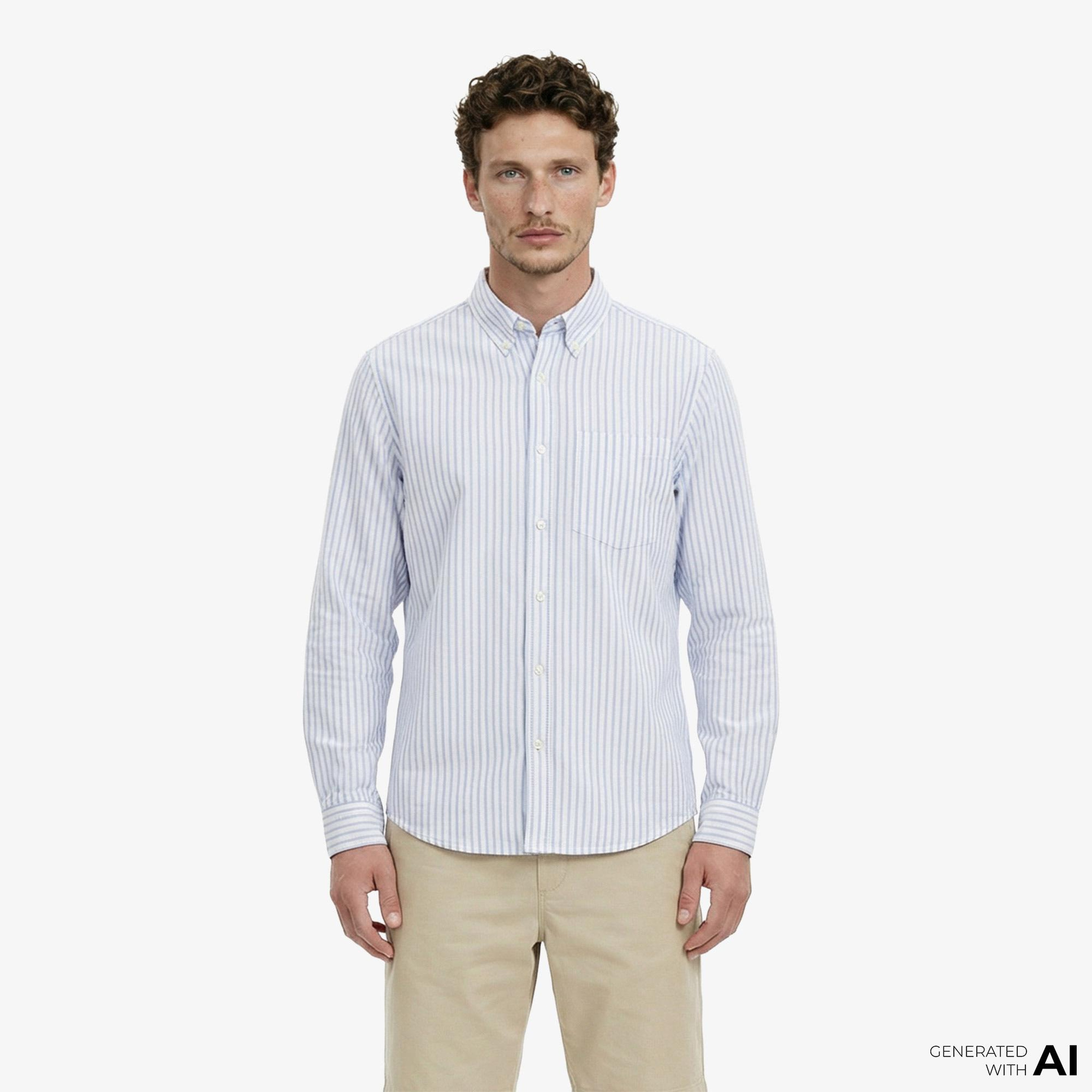 Calvin Klein Stripe Oxford Classic Erkek Mavi Gömlek