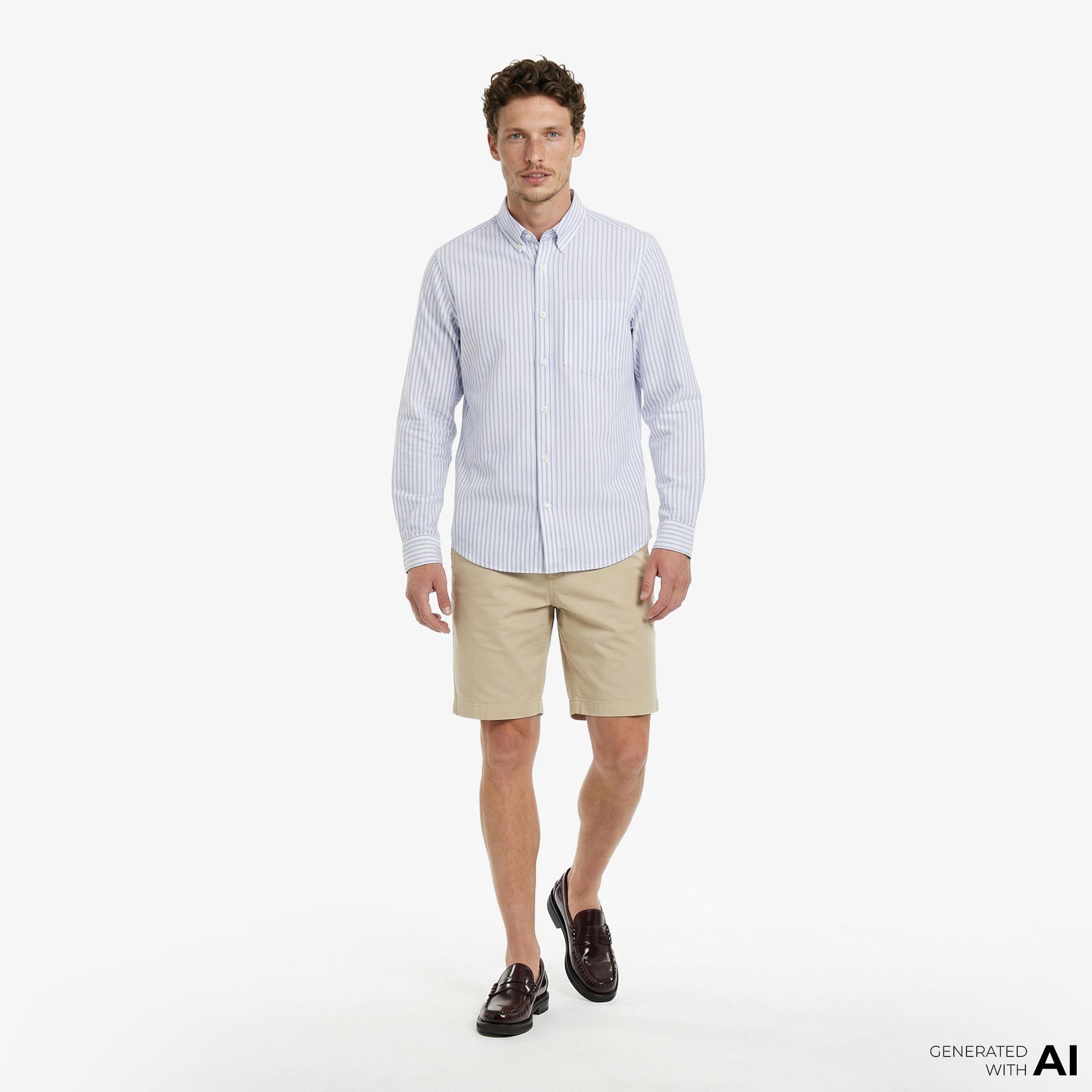 Calvin Klein Stripe Oxford Classic Erkek Mavi Gömlek