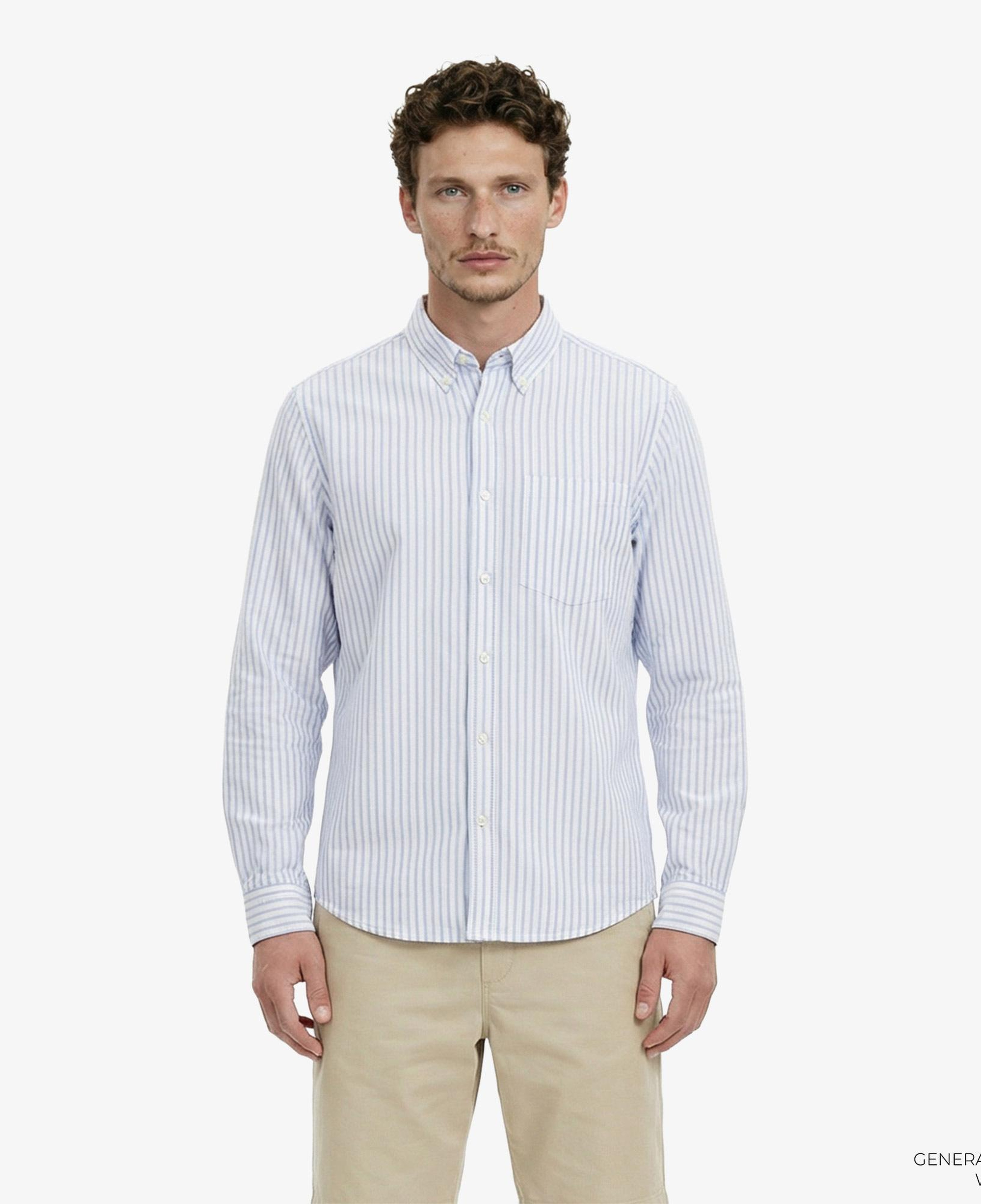 Calvin Klein Stripe Oxford Classic Erkek Mavi Gömlek