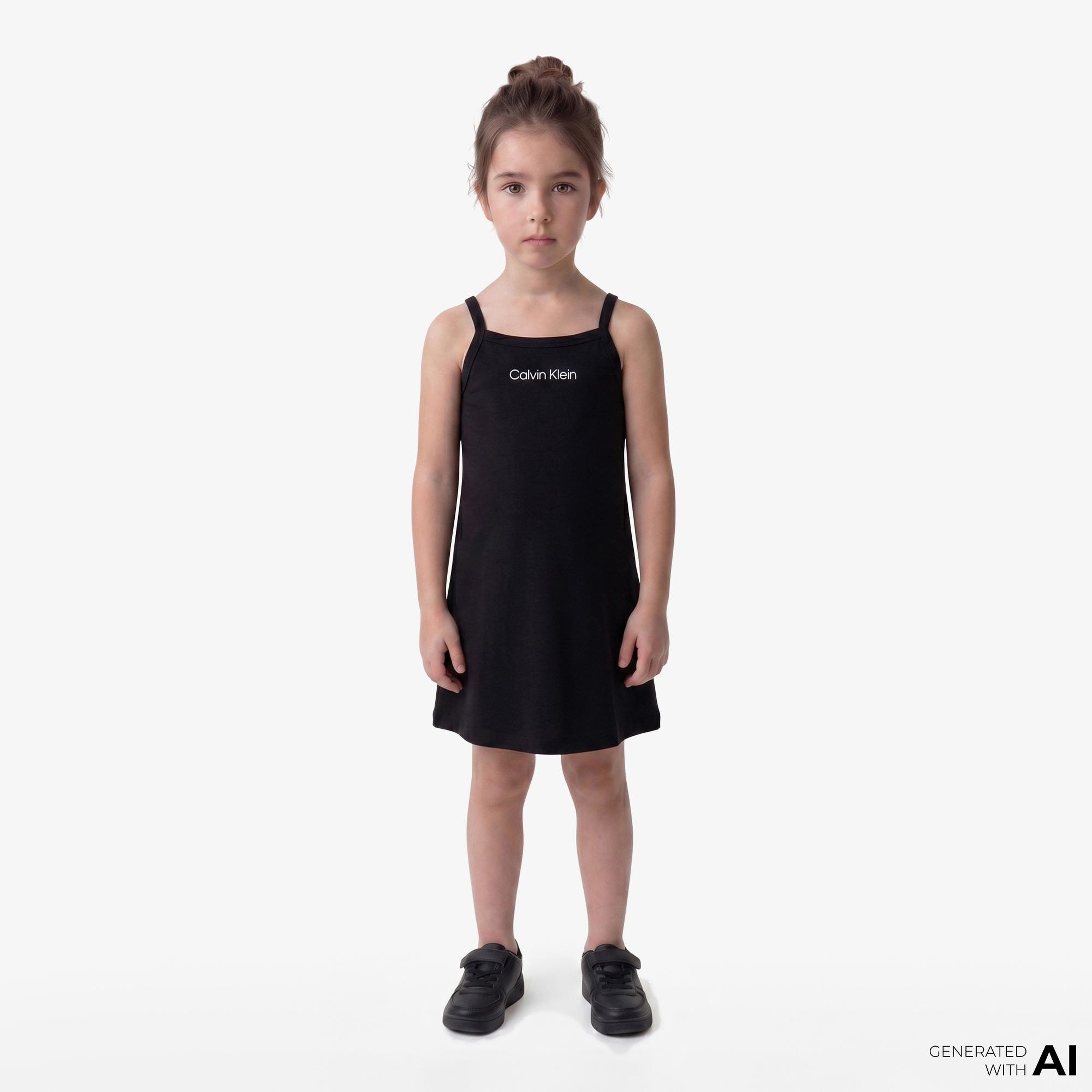 Calvin Klein Strap Punto Çocuk Siyah Elbise
