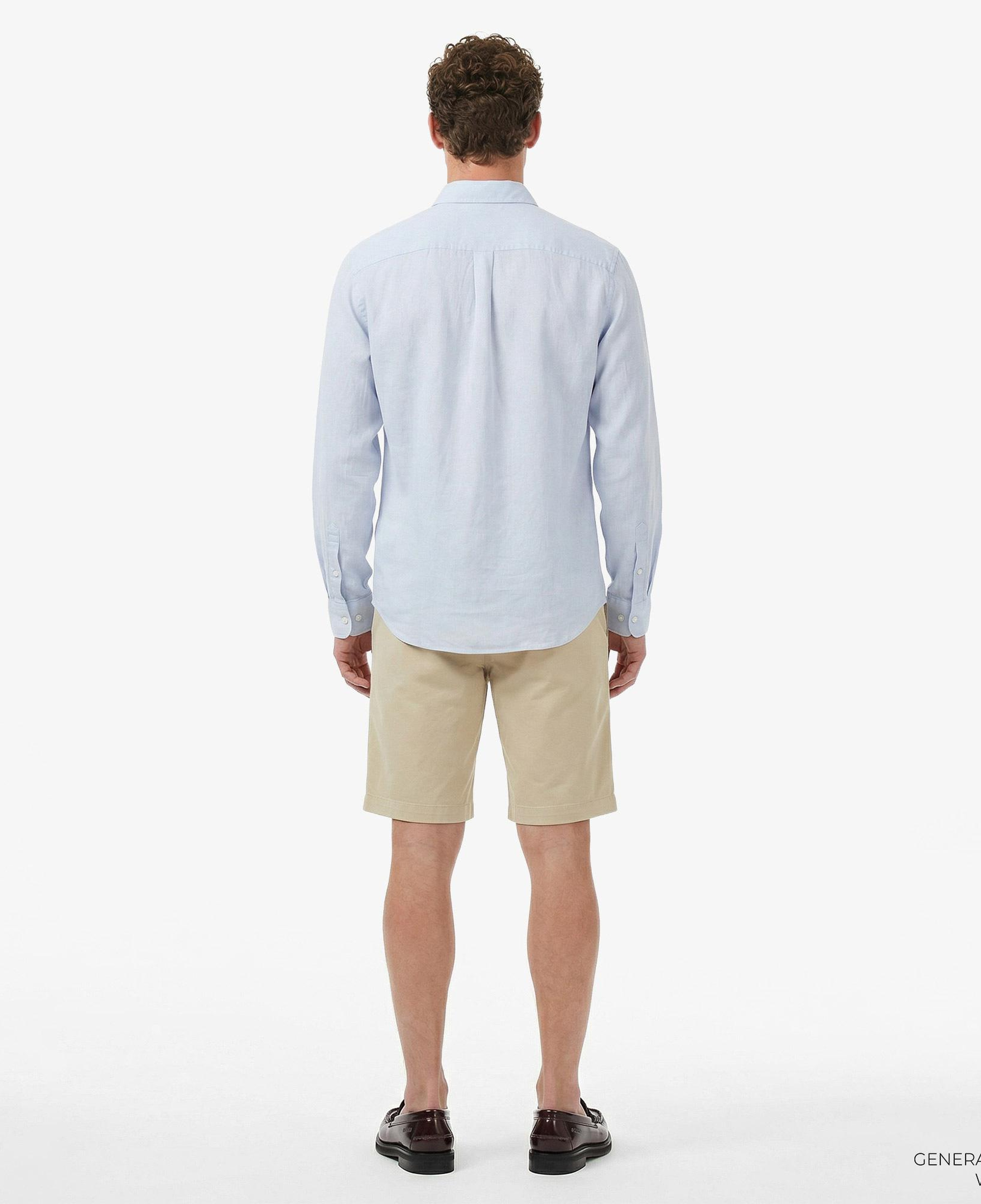 Calvin Klein Solid Casual Linen Classic Erkek Mavi Gömlek