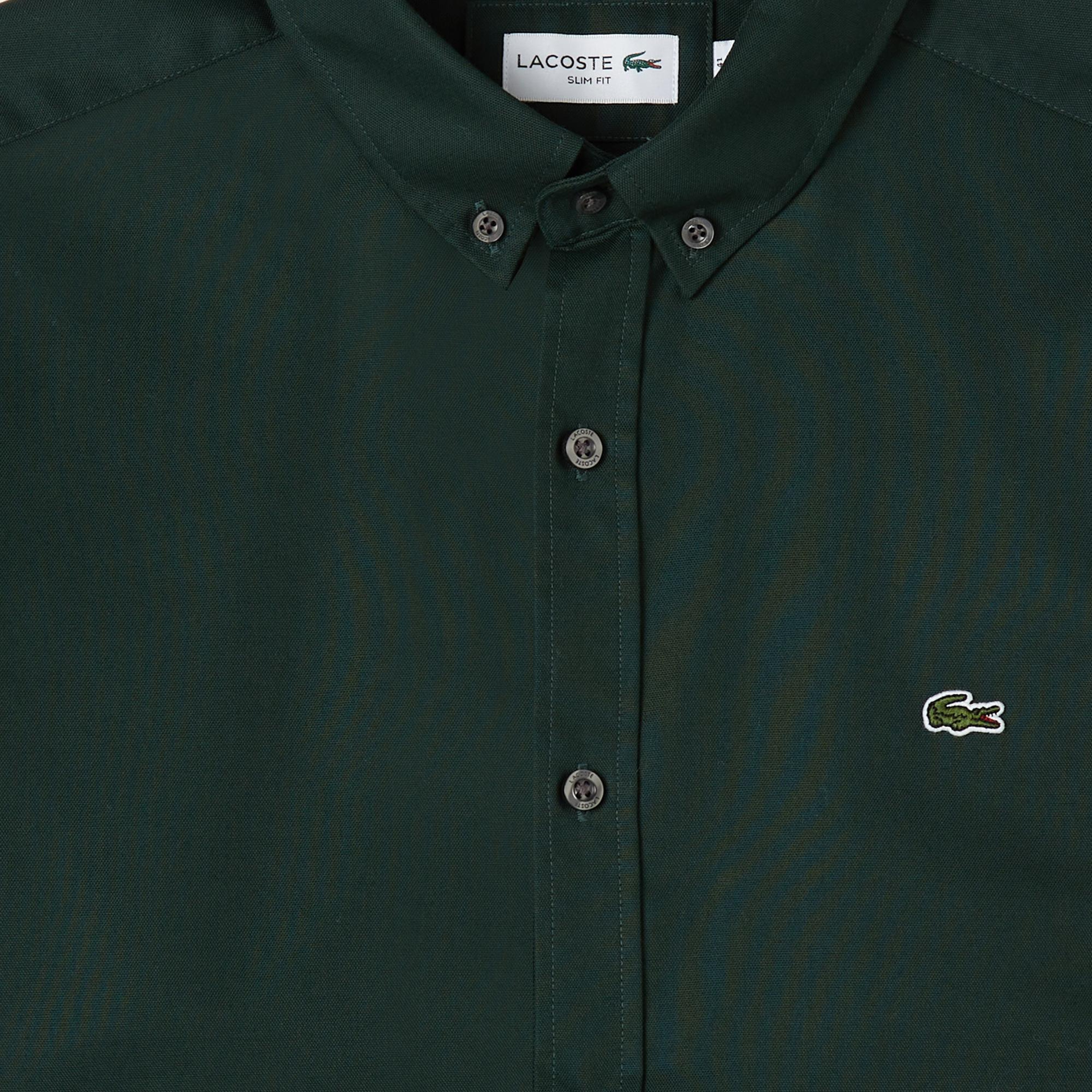 Lacoste Erkek Slim Fit Düğmeli Yaka Yeşil Gömlek
