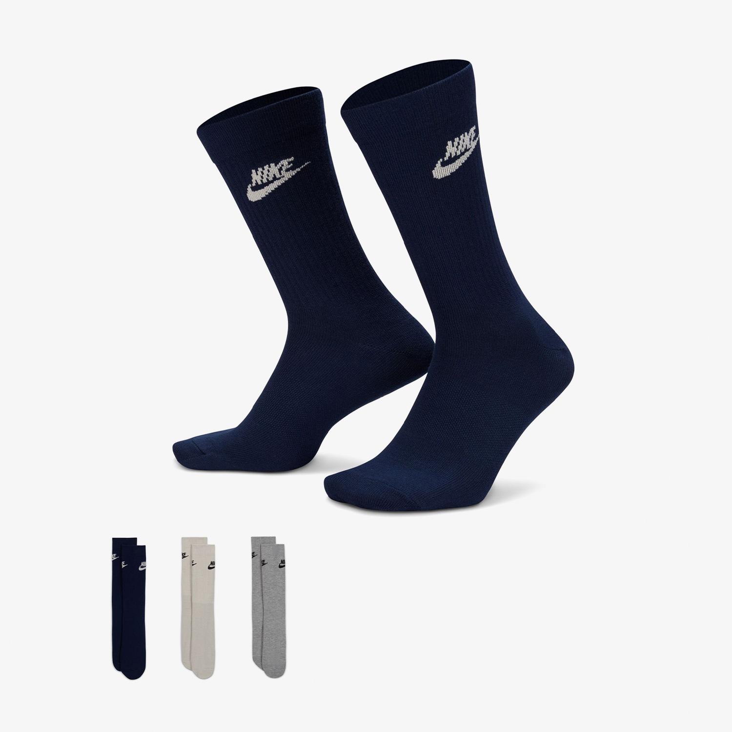 Nike Sportswear Everyday Essential Unisex Renkli 3'lü Çorap