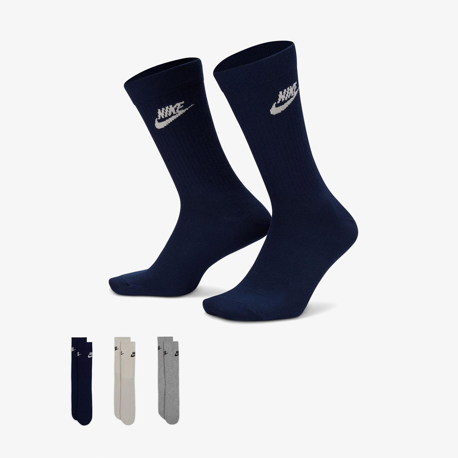 Nike Sportswear Everyday Essential Unisex Renkli 3'lü Çorap
