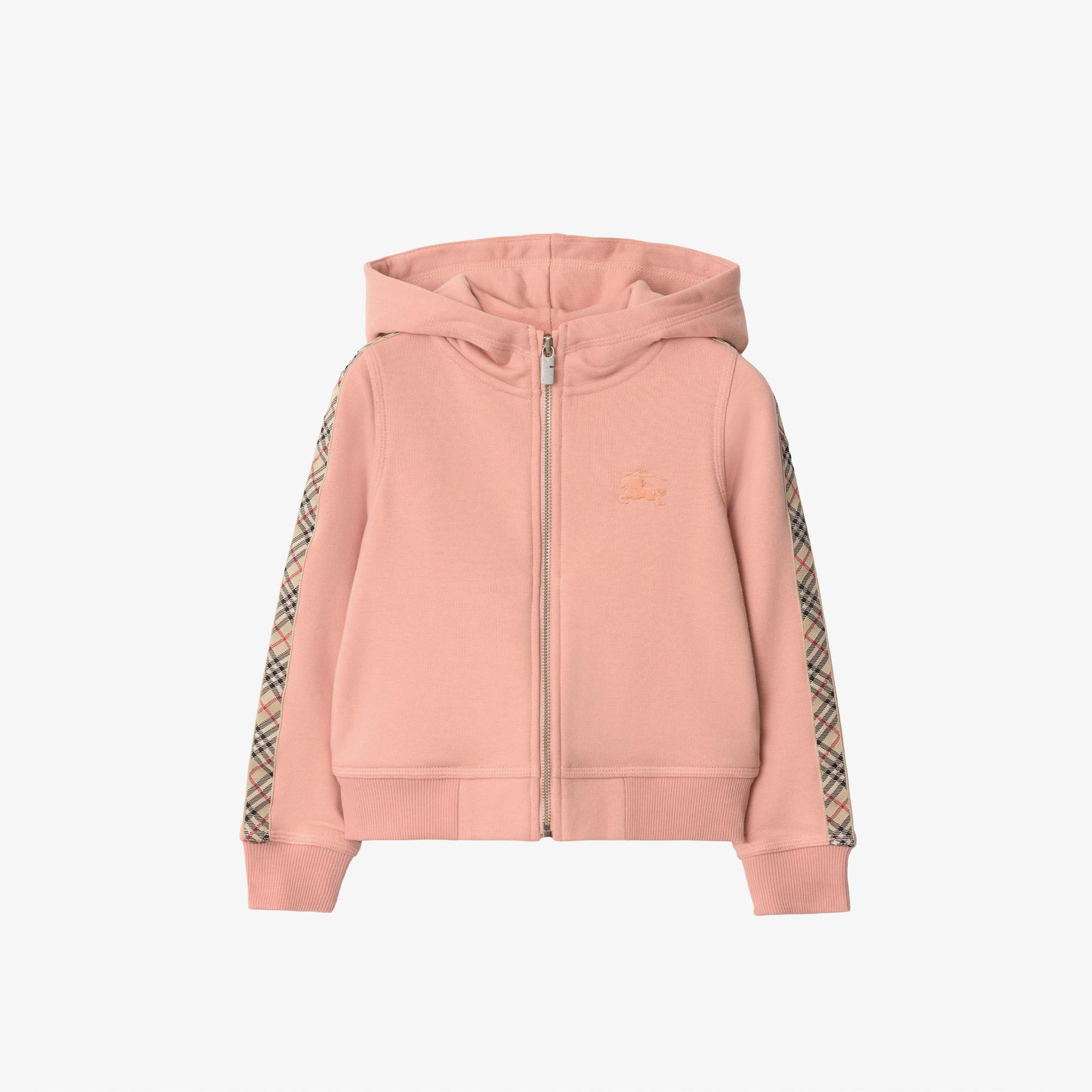 Burberry Elin Tape Check Trim Cotton Çocuk Pembe Sweatshirt
