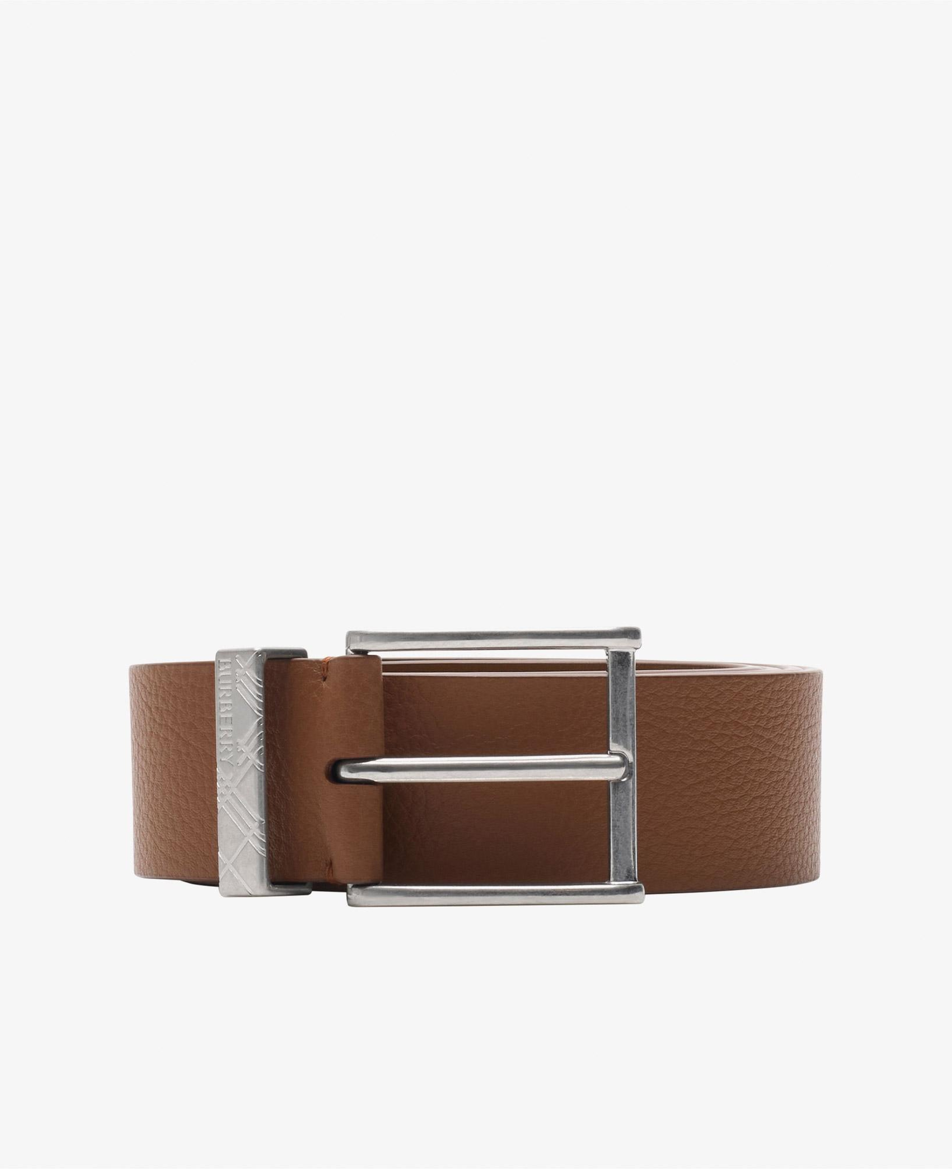 Burberry Leather Engraved Check Erkek Kahverengi Kemer