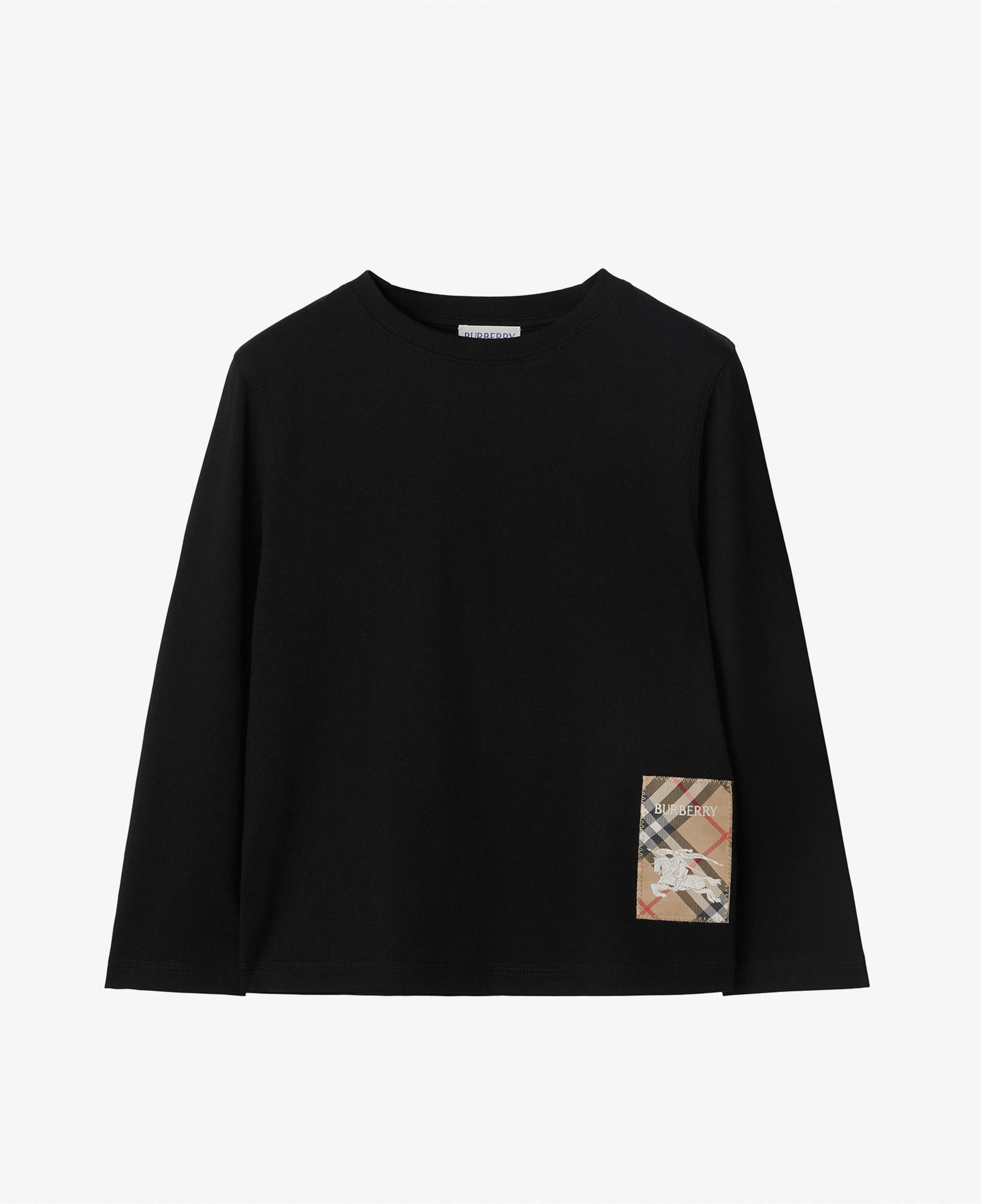Burberry Kooper Check Label Cotton Çocuk Siyah T-Shirt