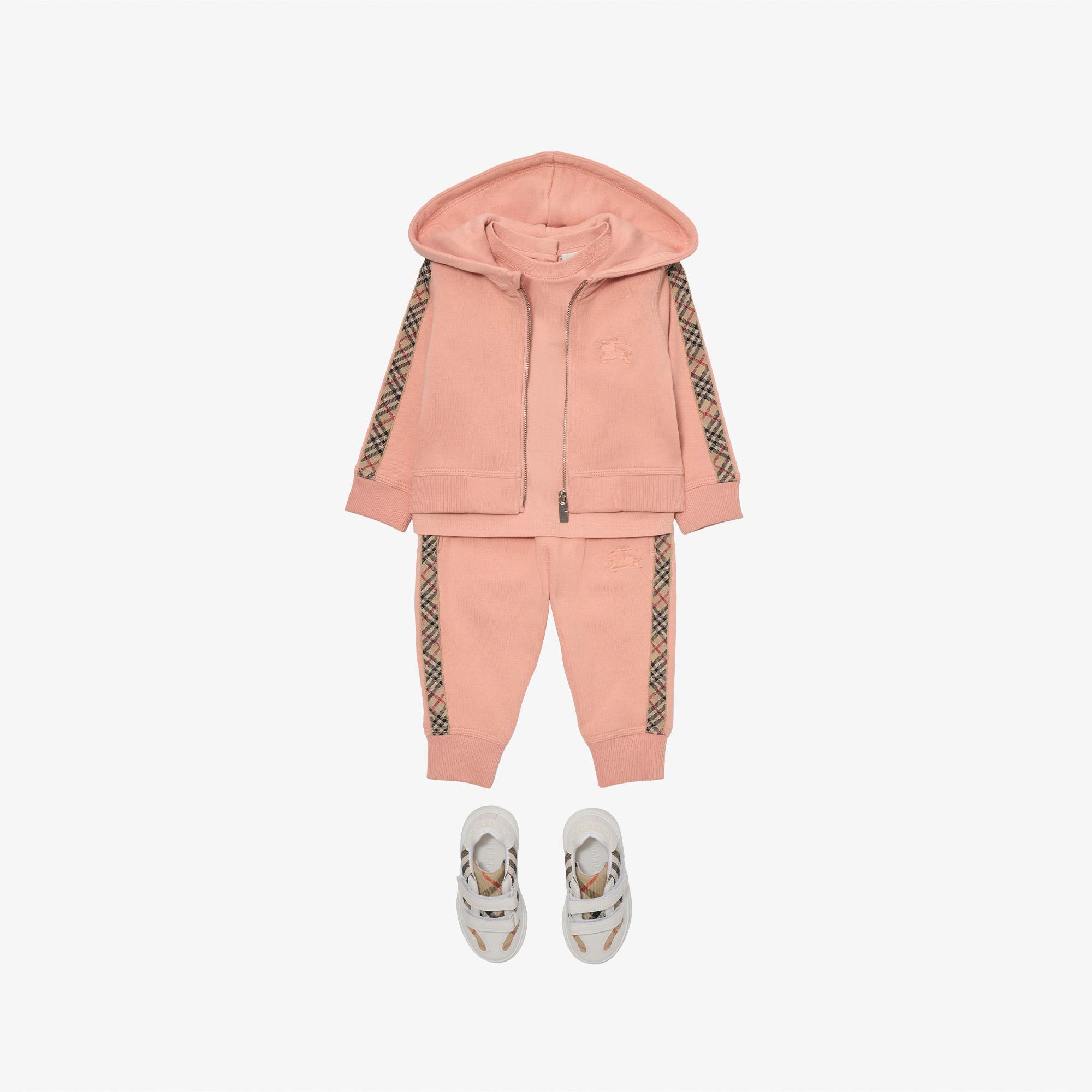 Burberry Jackson Check Trim Cotton Çocuk Pembe Eşofman Altı