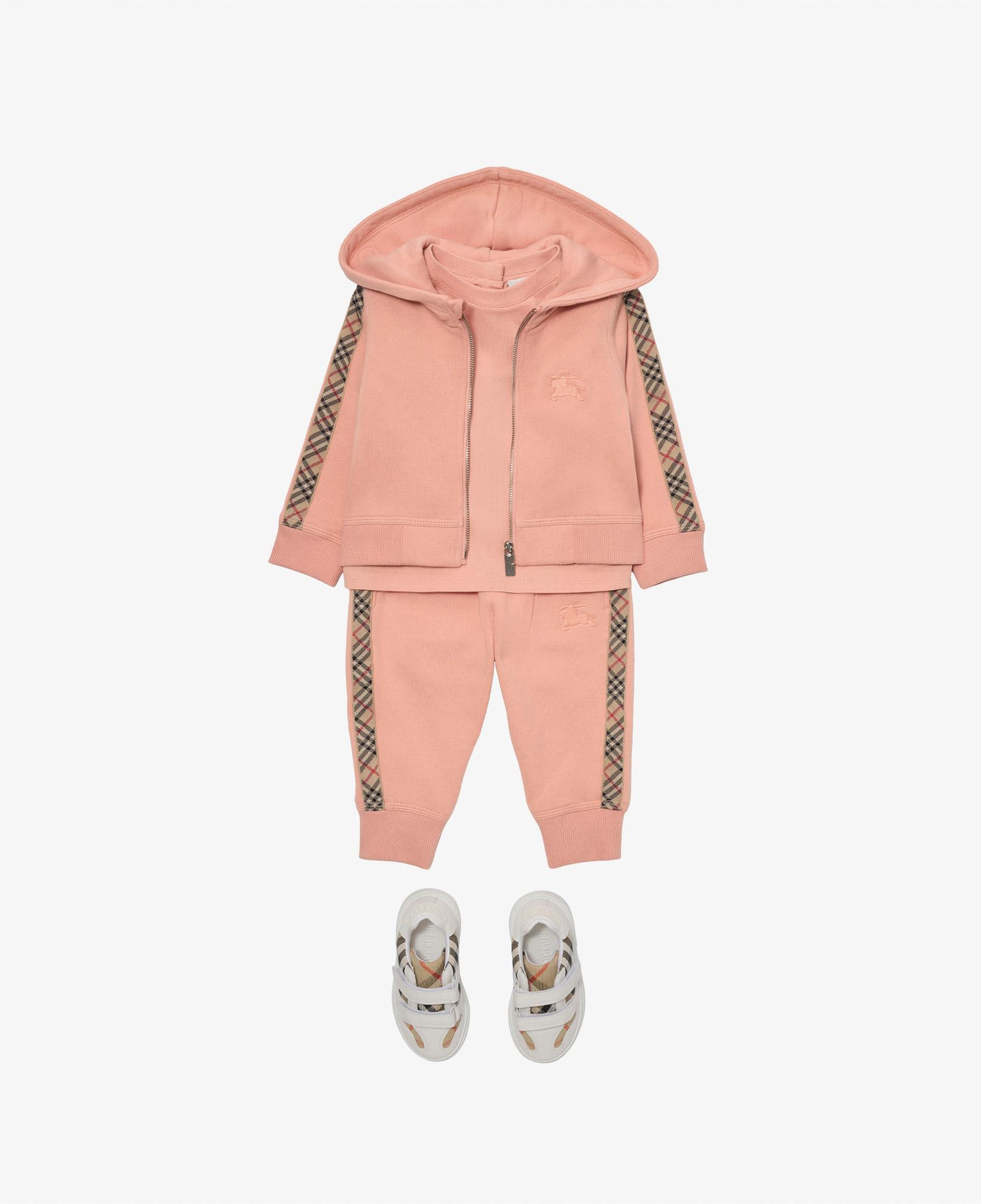 Burberry Jackson Check Trim Cotton Çocuk Pembe Eşofman Altı