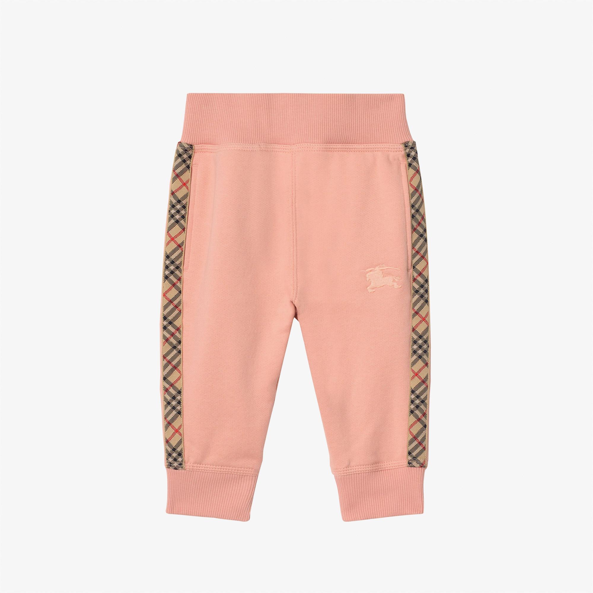 Burberry Jackson Check Trim Cotton Çocuk Pembe Eşofman Altı