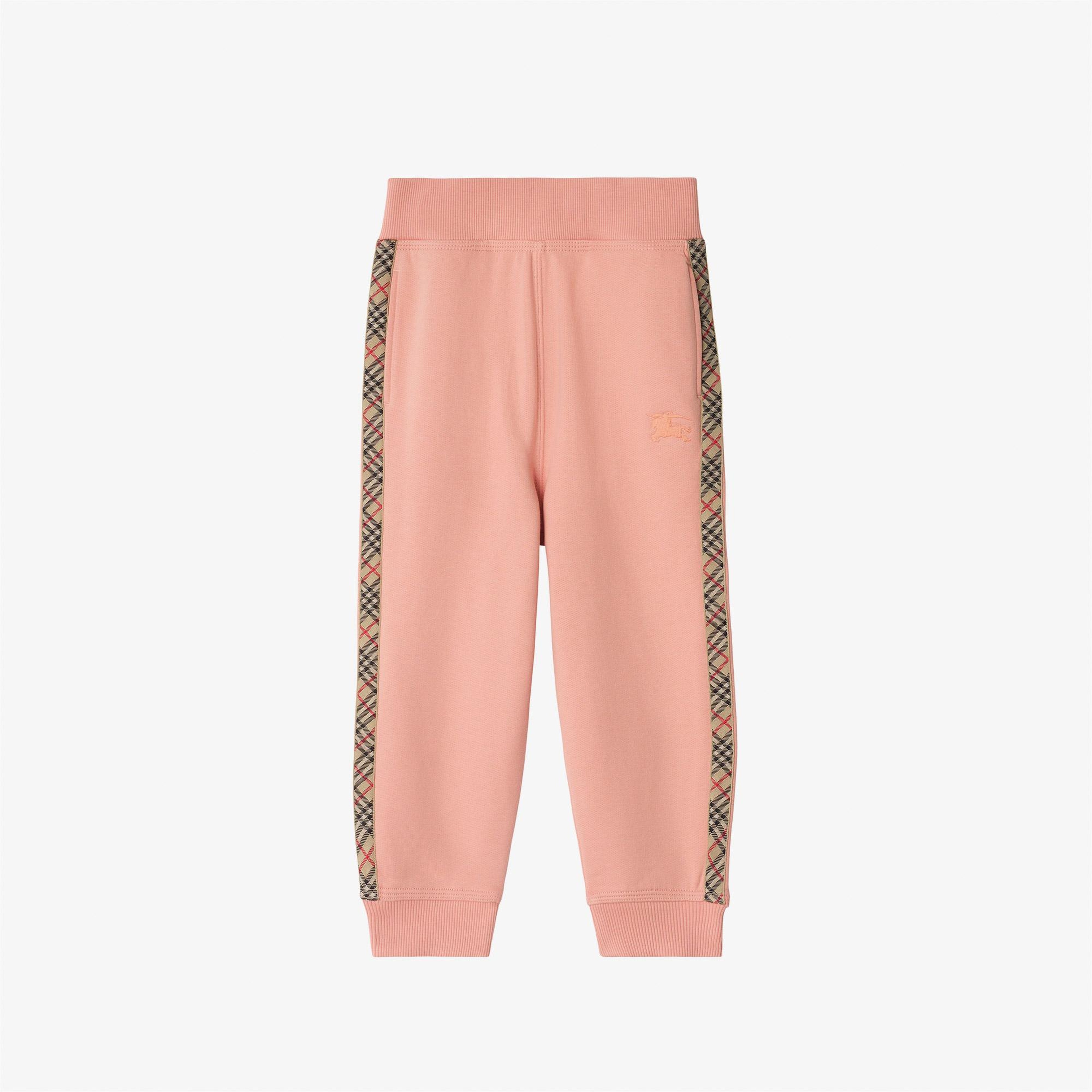 Burberry Jackson Tape Check Trim Cotton Çocuk Pembe Eşofman Altı