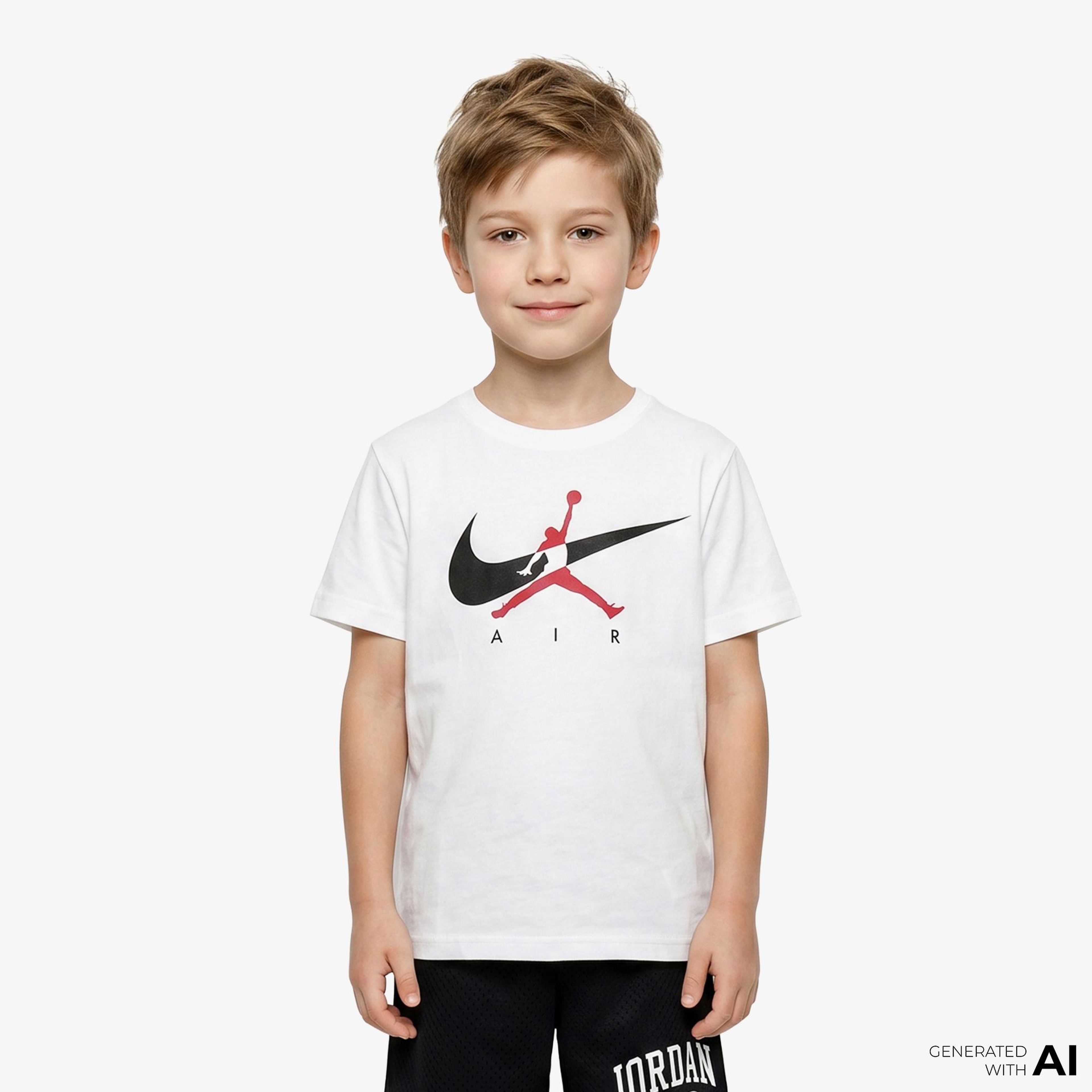 Jordan Jumpman Swoosh Intersectio Erkek Çocuk Beyaz T-Shirt