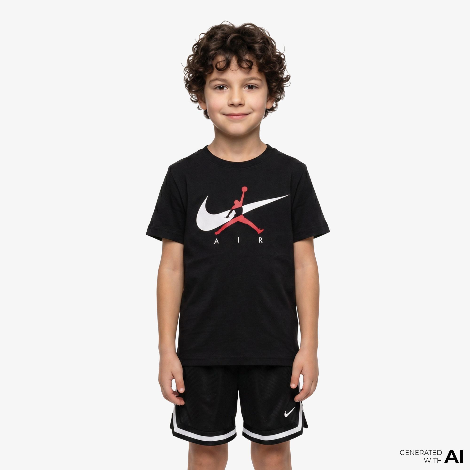 Jordan Jumpman Swoosh Intersectio Erkek Çocuk Siyah T-Shirt