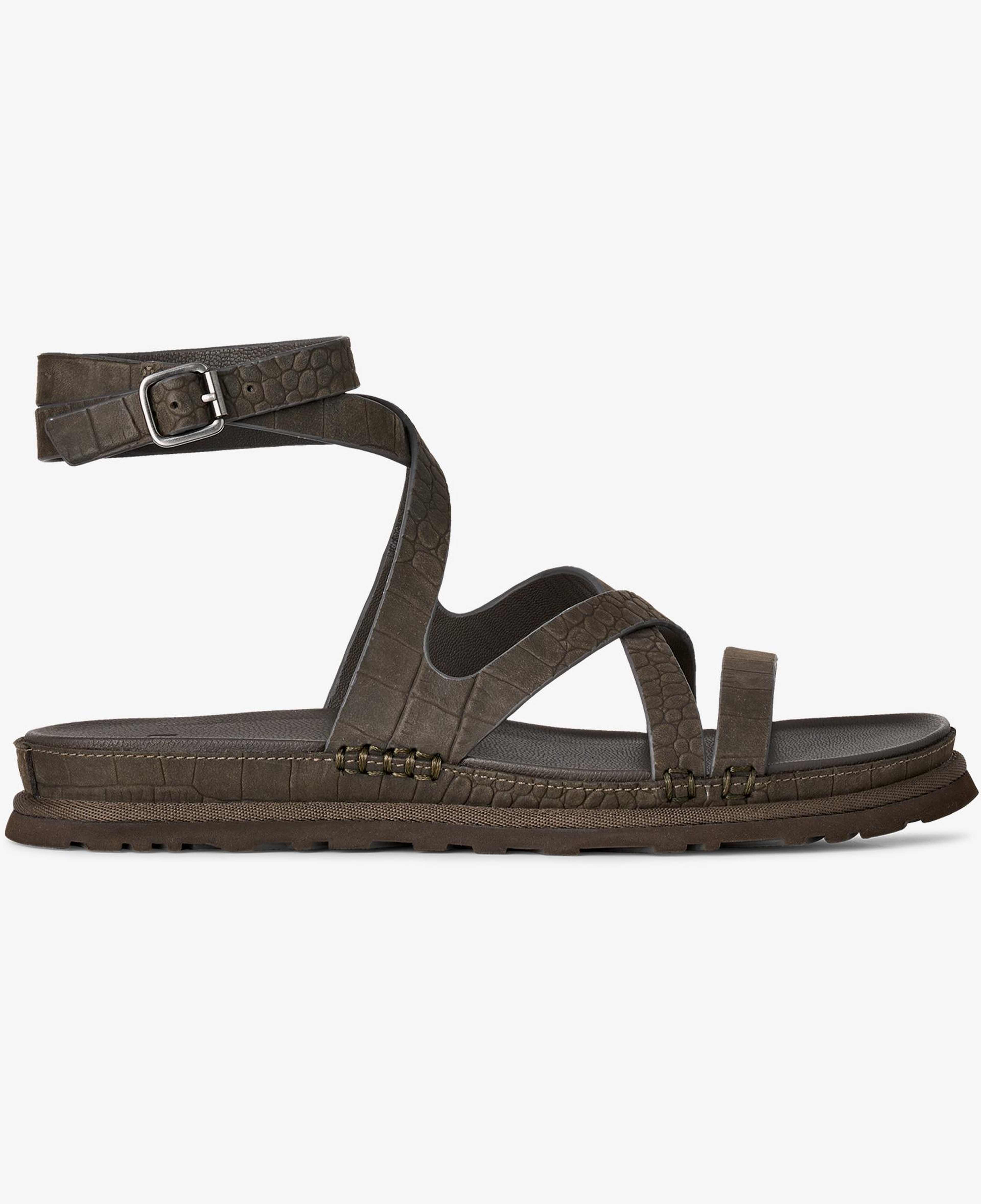 UGG Goldengaze Embossed Ankle Wrap Kadın Siyah Sandalet