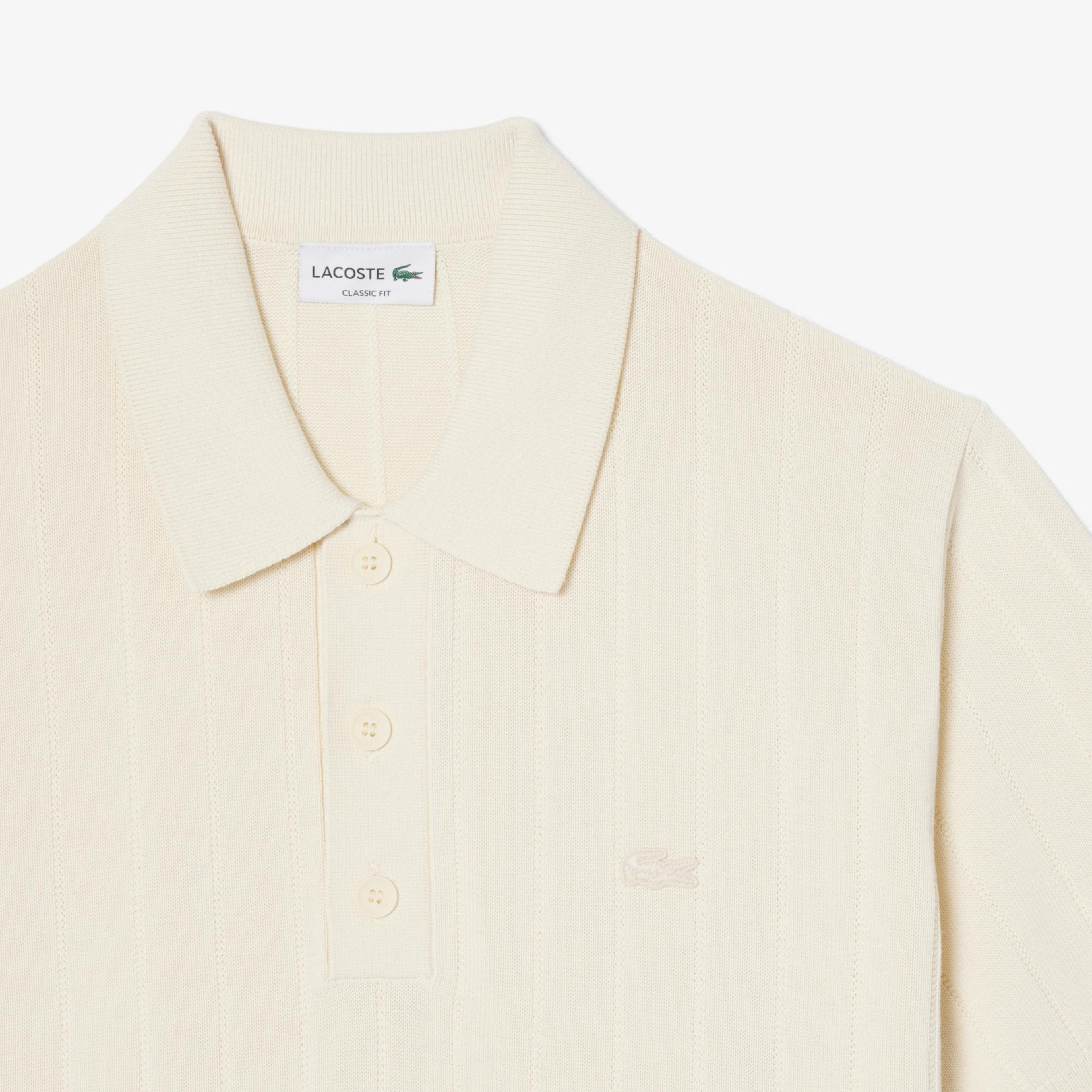 Lacoste Erkek Classic Fit Kısa Kollu Polo Yaka Krem Triko
