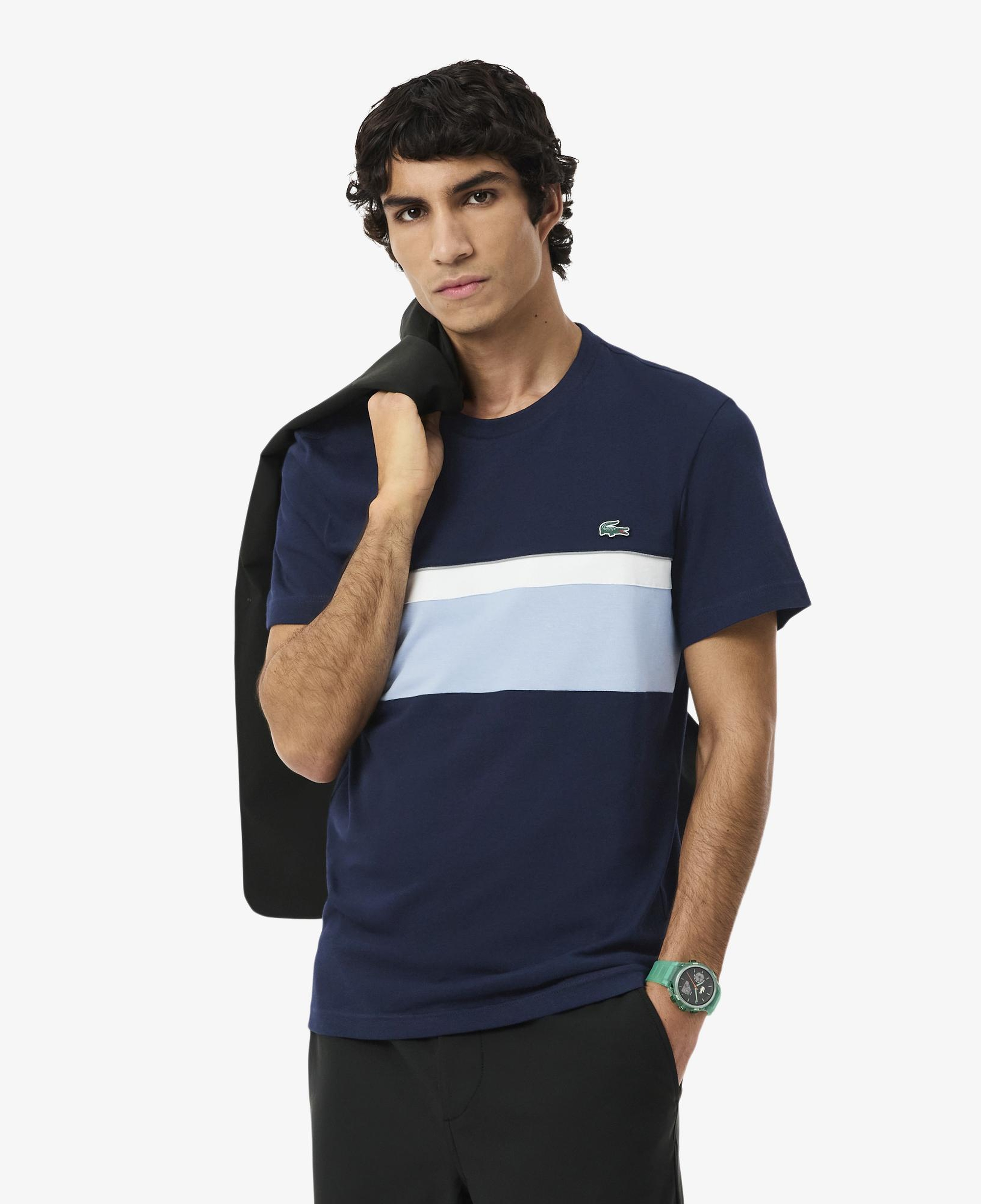 Lacoste Erkek Regular Fit Bisiklet Yaka Renk Bloklu Lacivert T-Shirt