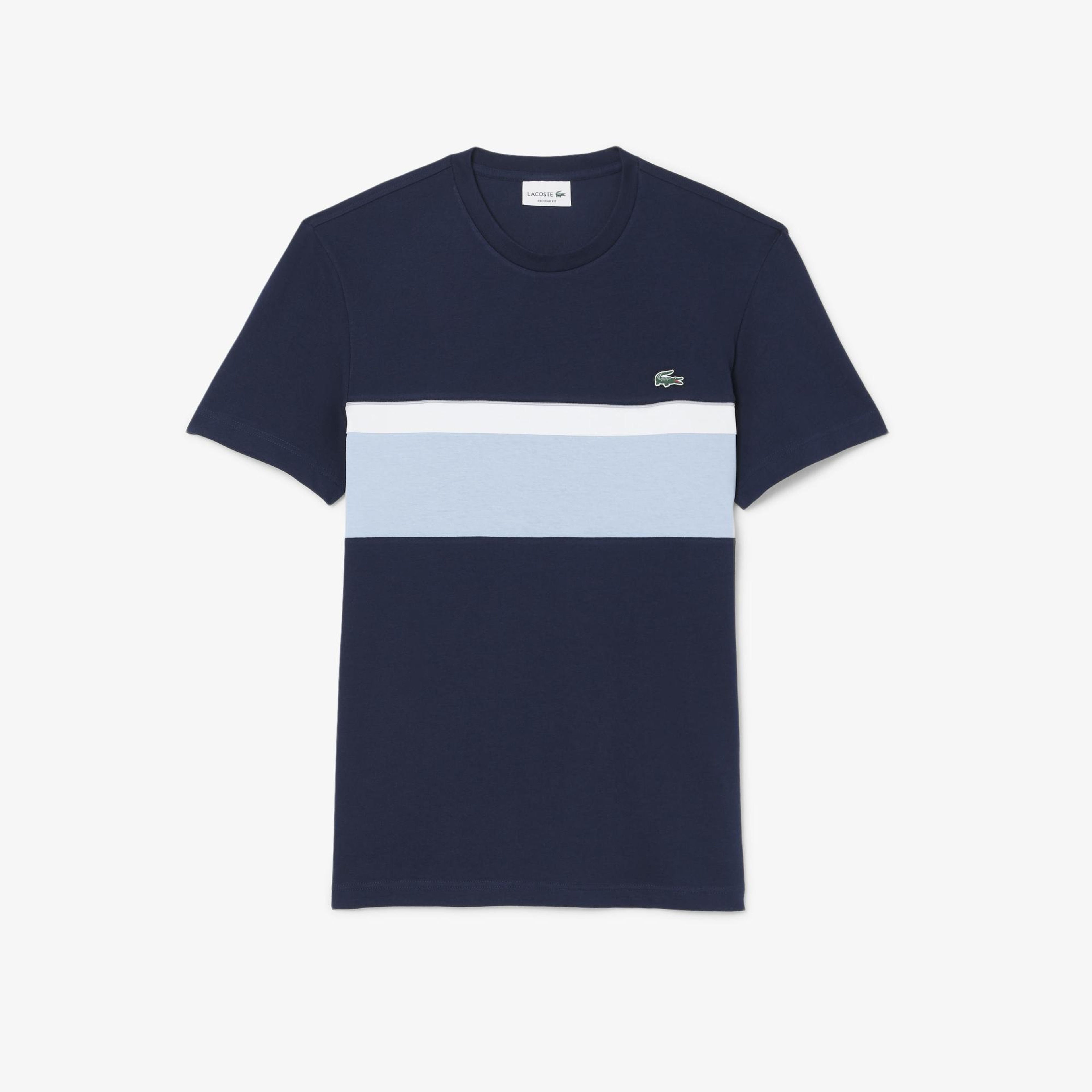 Lacoste Erkek Regular Fit Bisiklet Yaka Renk Bloklu Lacivert T-Shirt