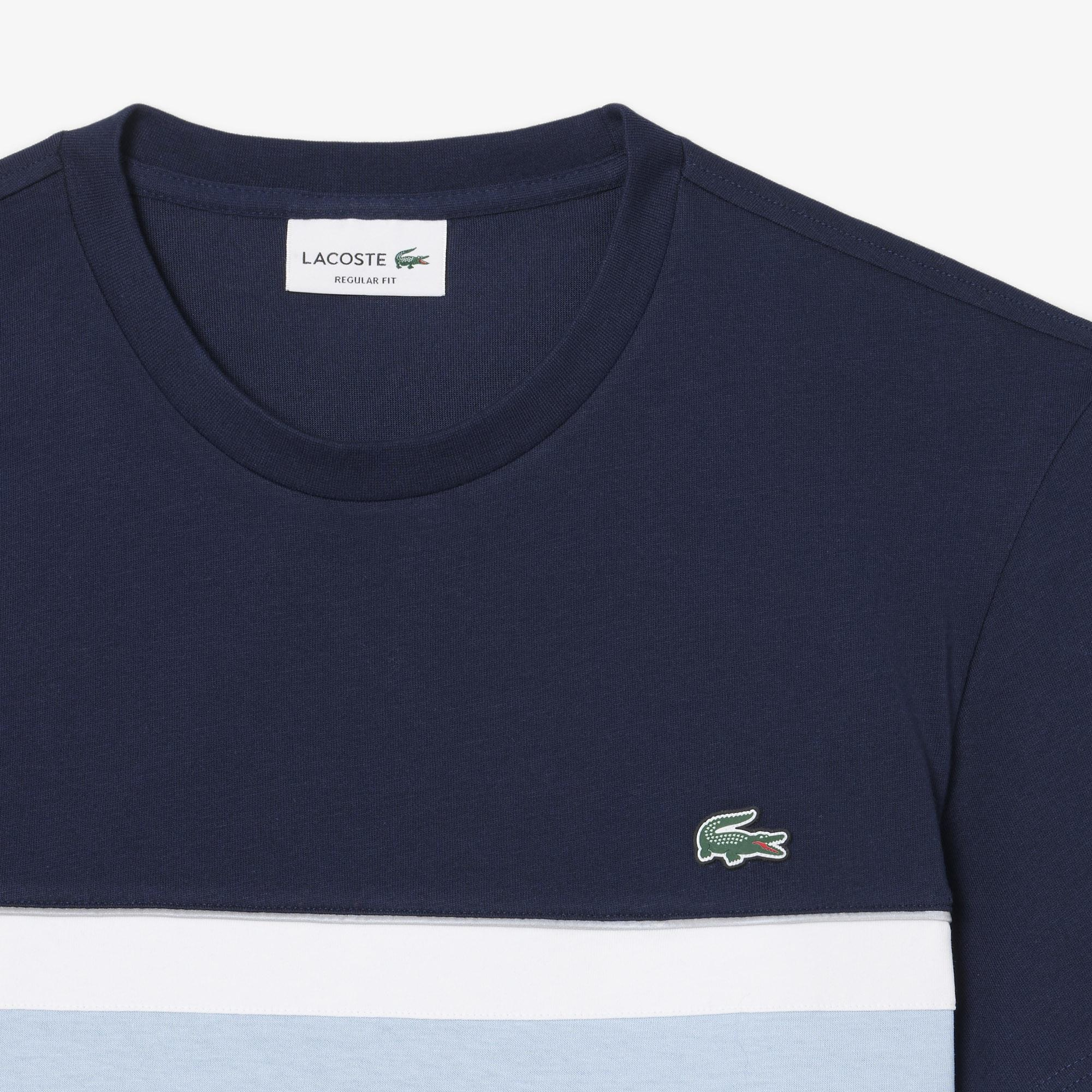 Lacoste Erkek Regular Fit Bisiklet Yaka Renk Bloklu Lacivert T-Shirt