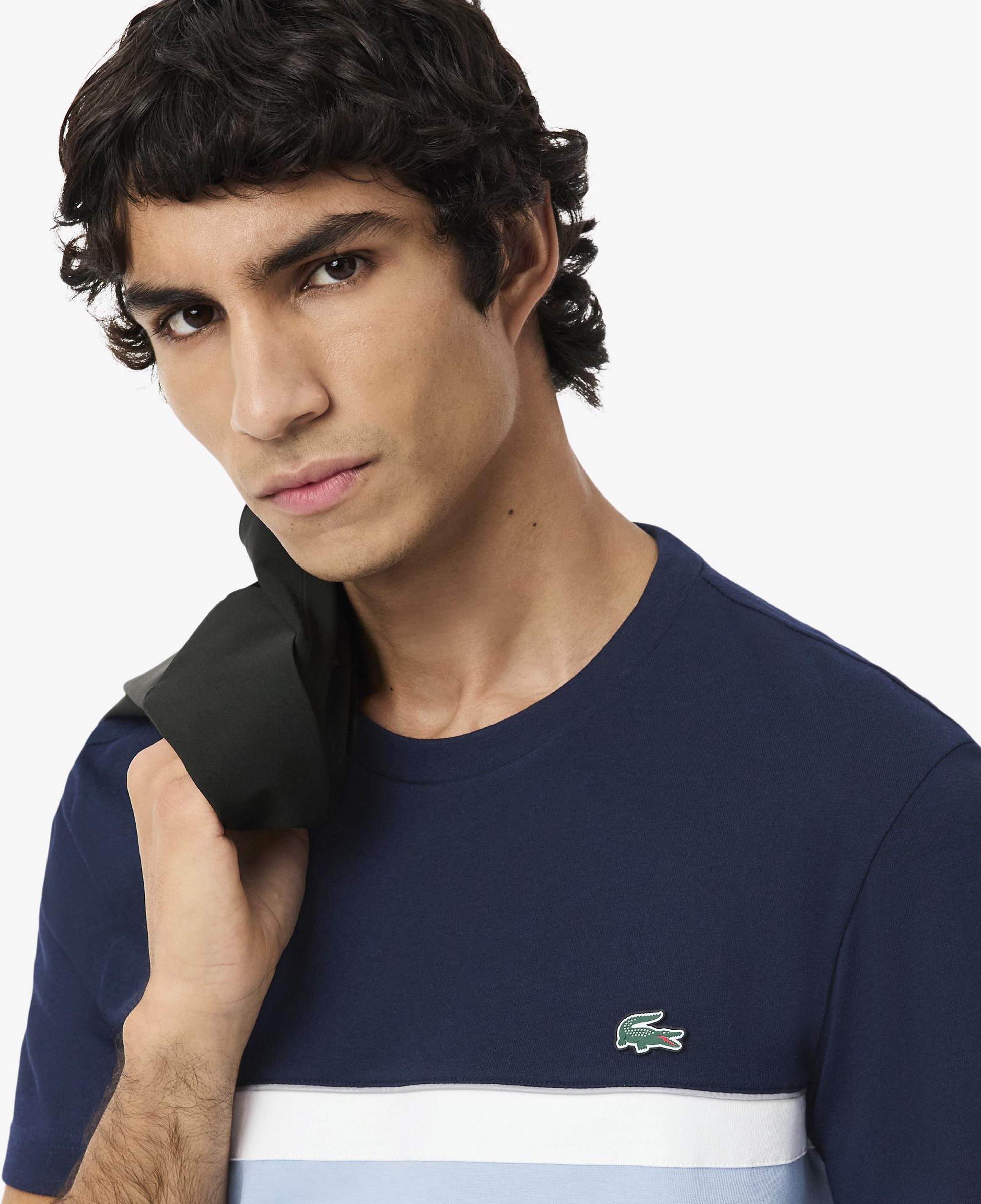 Lacoste Erkek Regular Fit Bisiklet Yaka Renk Bloklu Lacivert T-Shirt