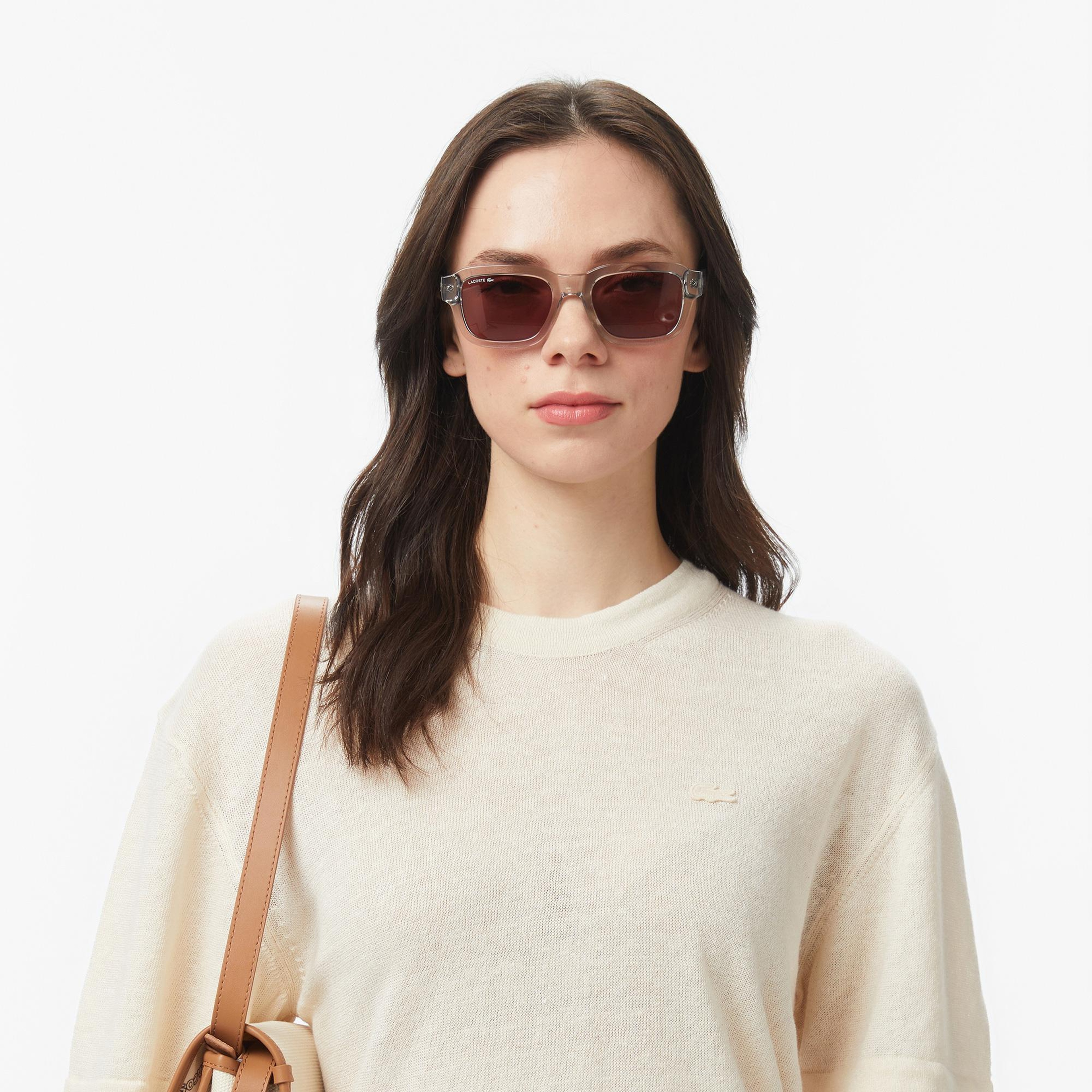 Lacoste Kadın Relaxed Fit Truvakar Kollu Bisiklet Yaka Keten Bej Triko