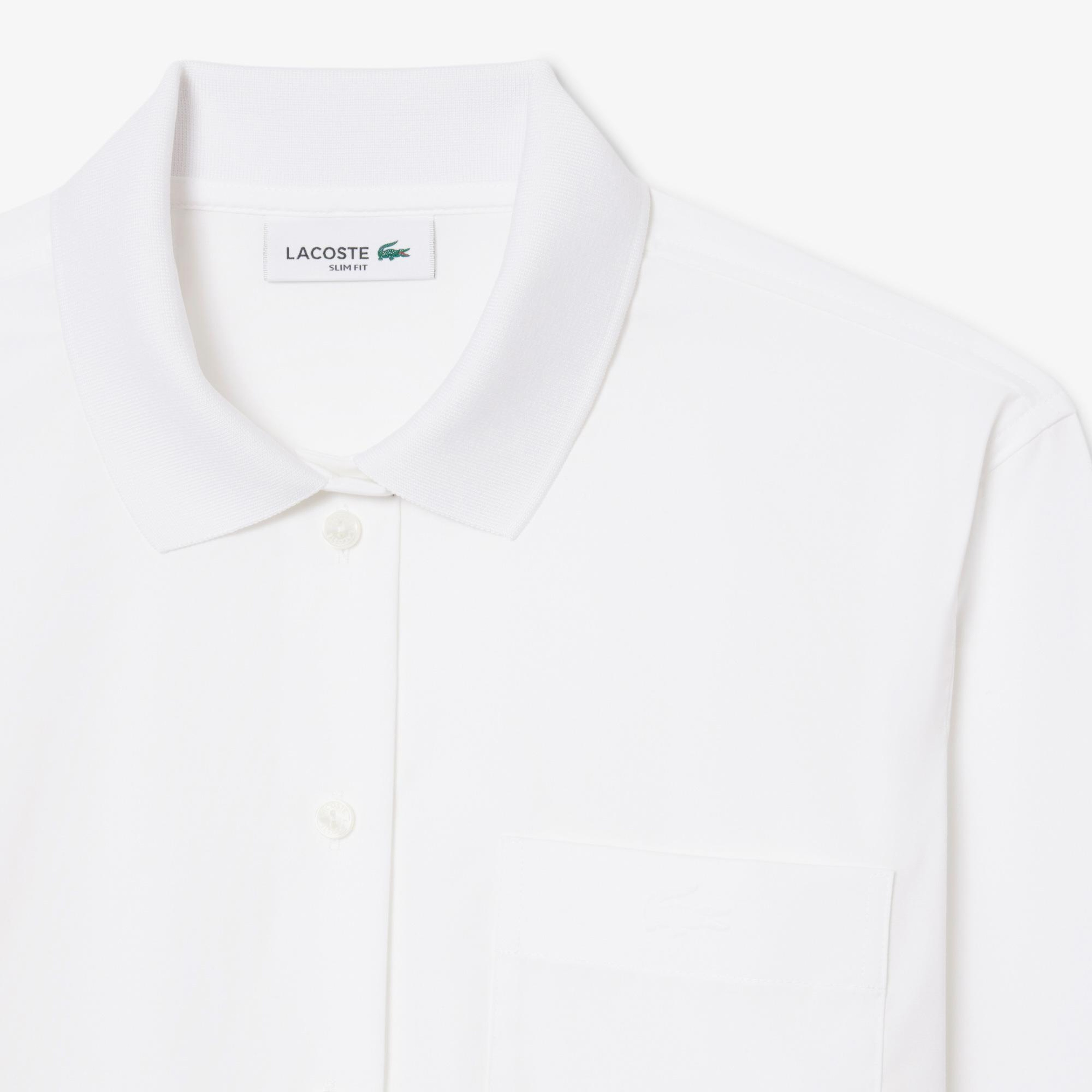 Lacoste Kadın Slim Fit Beyaz Gömlek