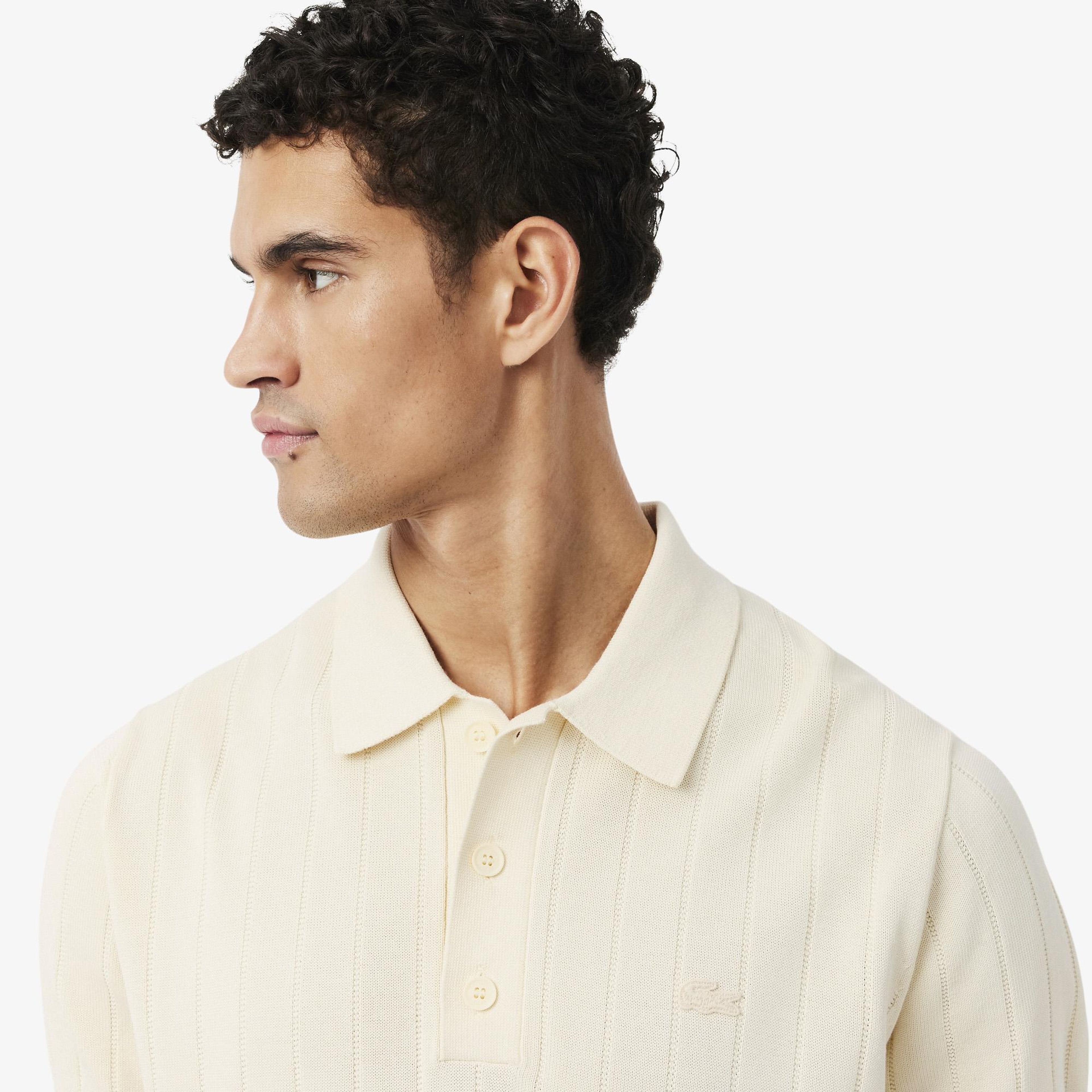 Lacoste Erkek Classic Fit Kısa Kollu Polo Yaka Krem Triko