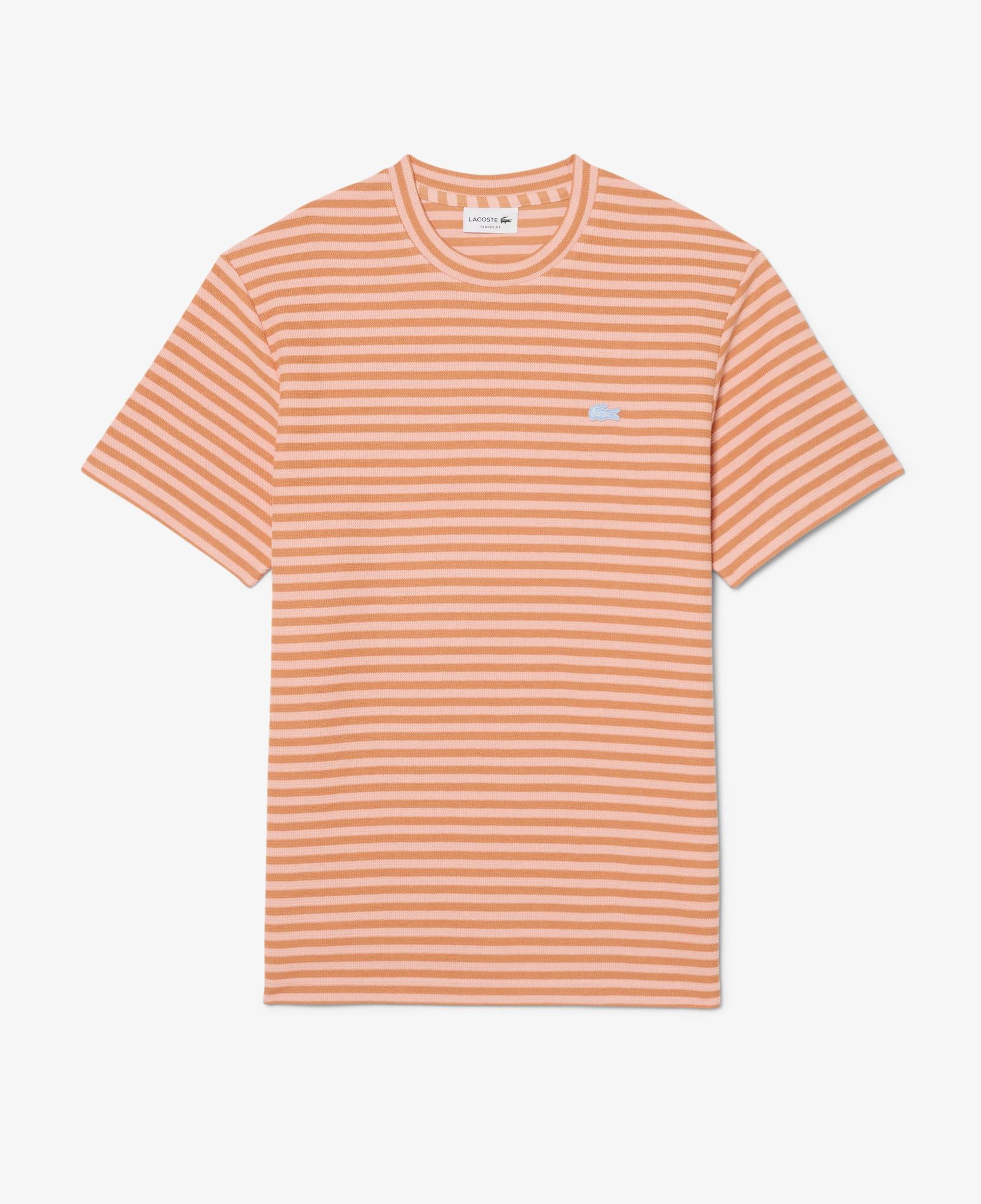 Lacoste Erkek Classic Fit Bisiklet Yaka Çizgili Turuncu T-Shirt