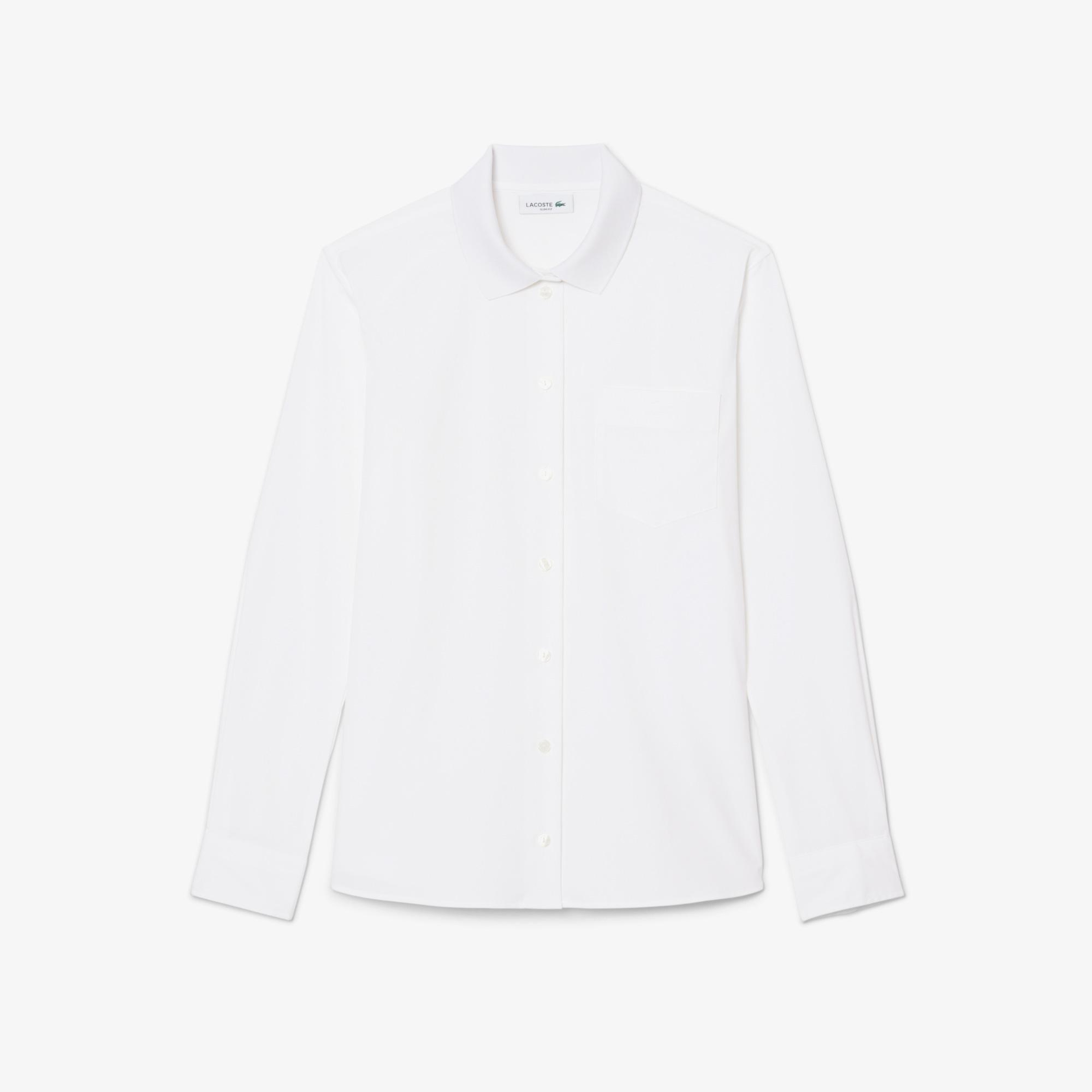 Lacoste Kadın Slim Fit Beyaz Gömlek