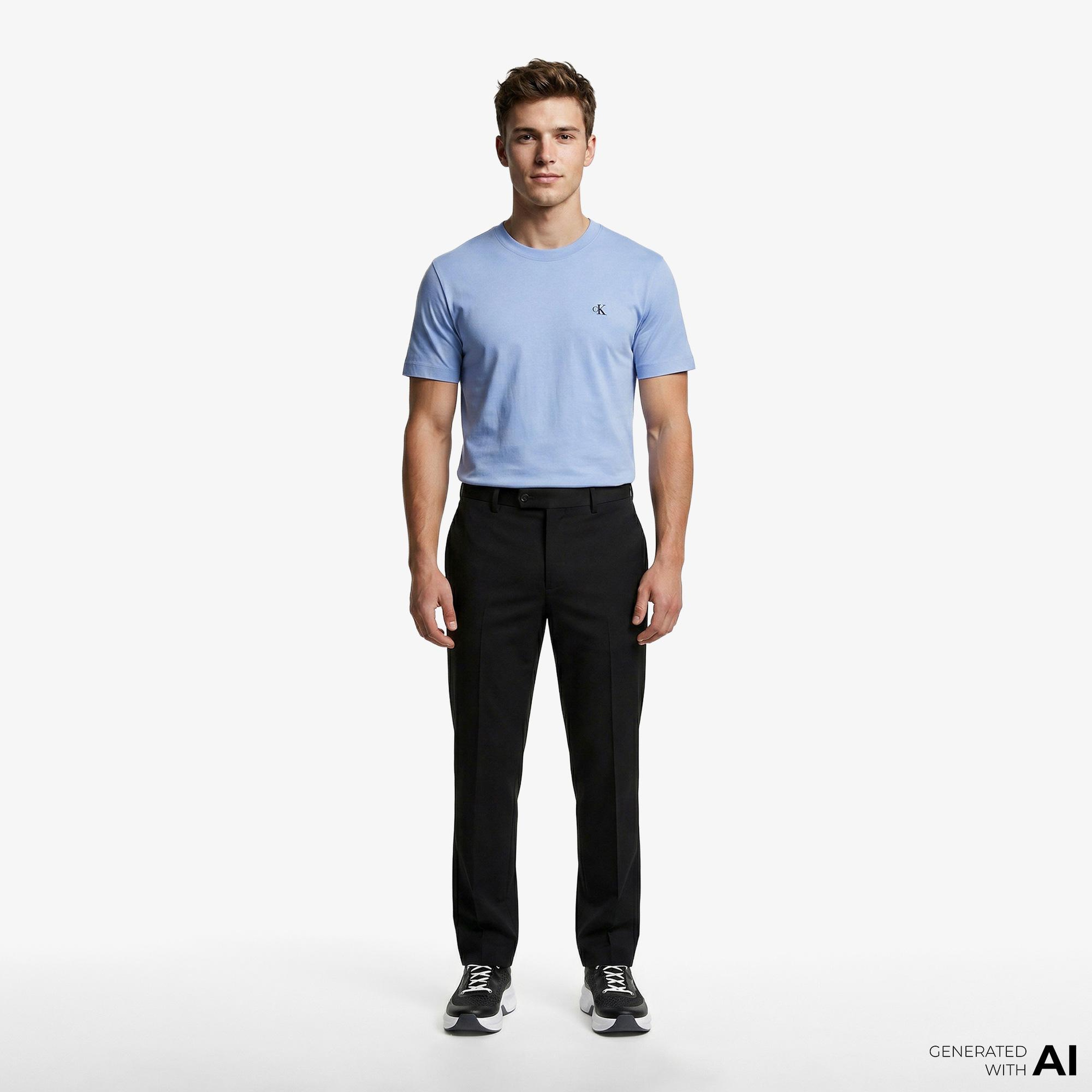 Calvin Klein Easy Monogram Erkek Mavi T-Shirt