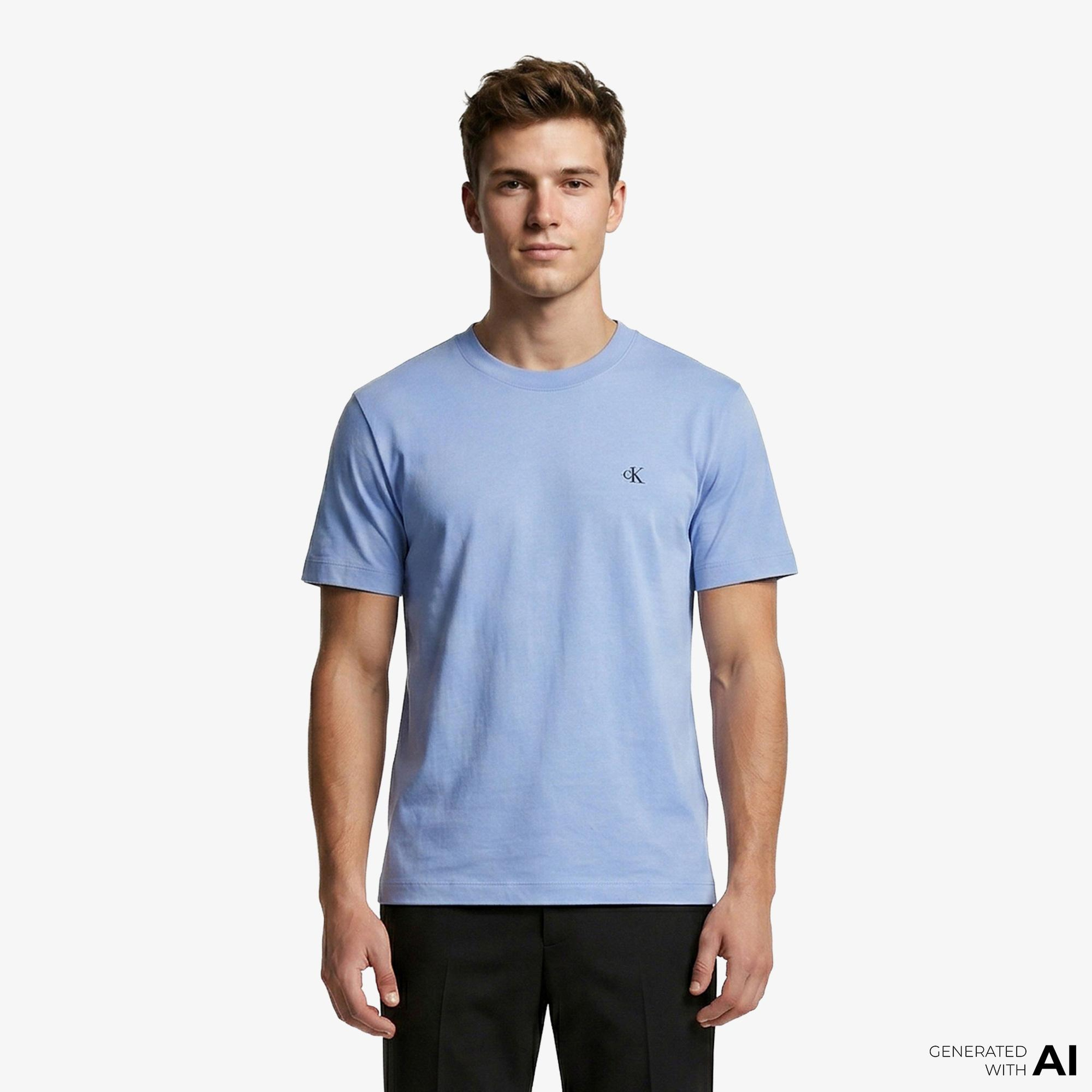 Calvin Klein Easy Monogram Erkek Mavi T-Shirt