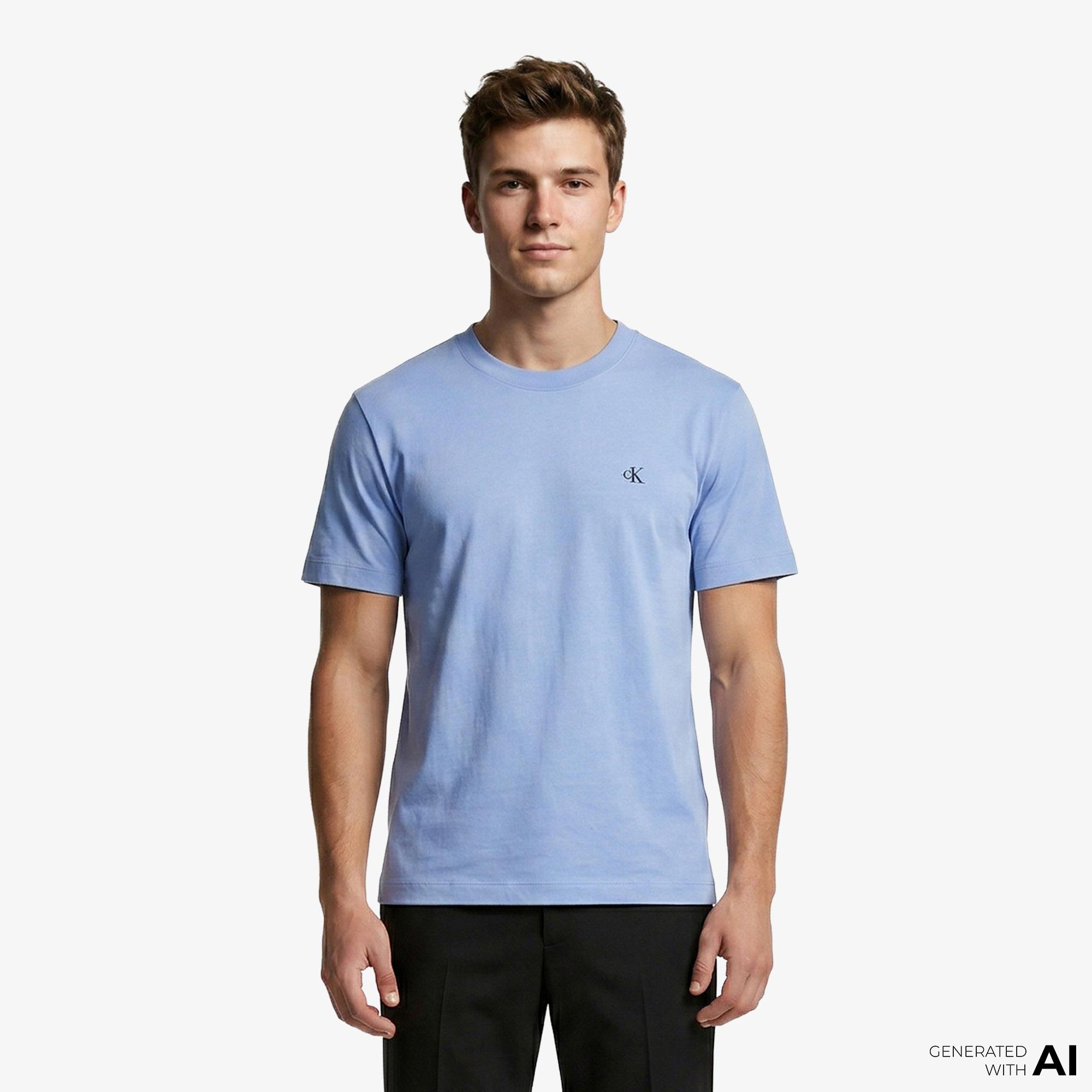 Calvin Klein Easy Monogram Erkek Mavi T-Shirt