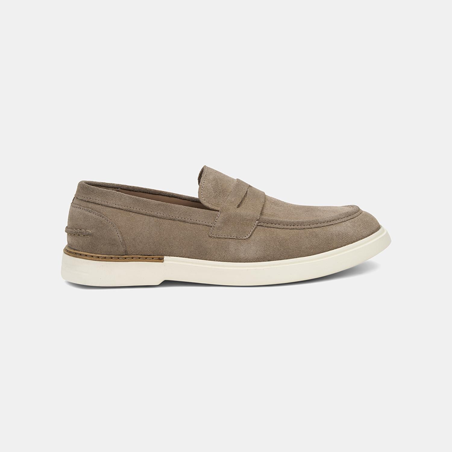 Erkek Bej Klasik Süet Deri Loafer