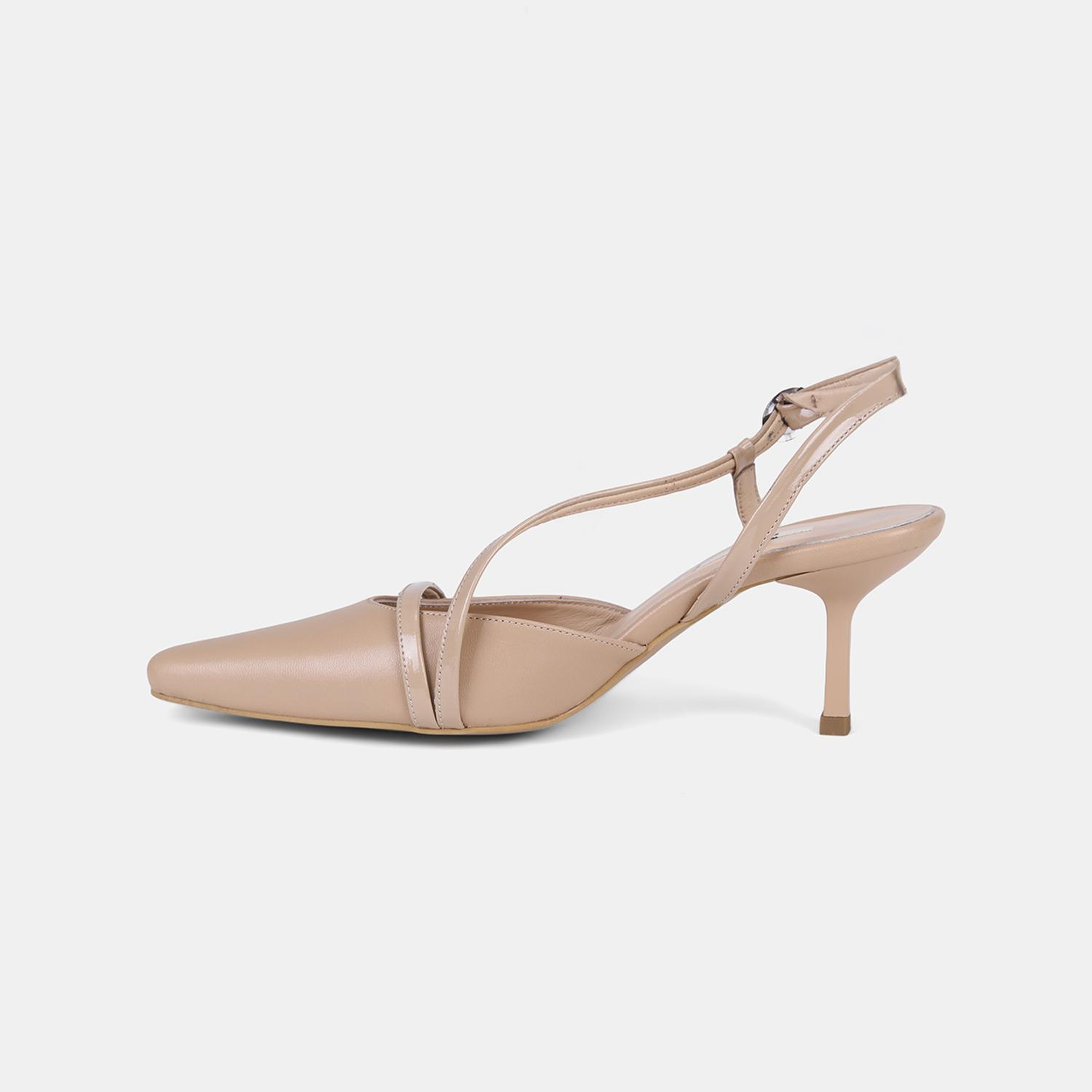 Kadın Ten Slingback Sivri Burunlu İnce Topuklu Deri Stiletto