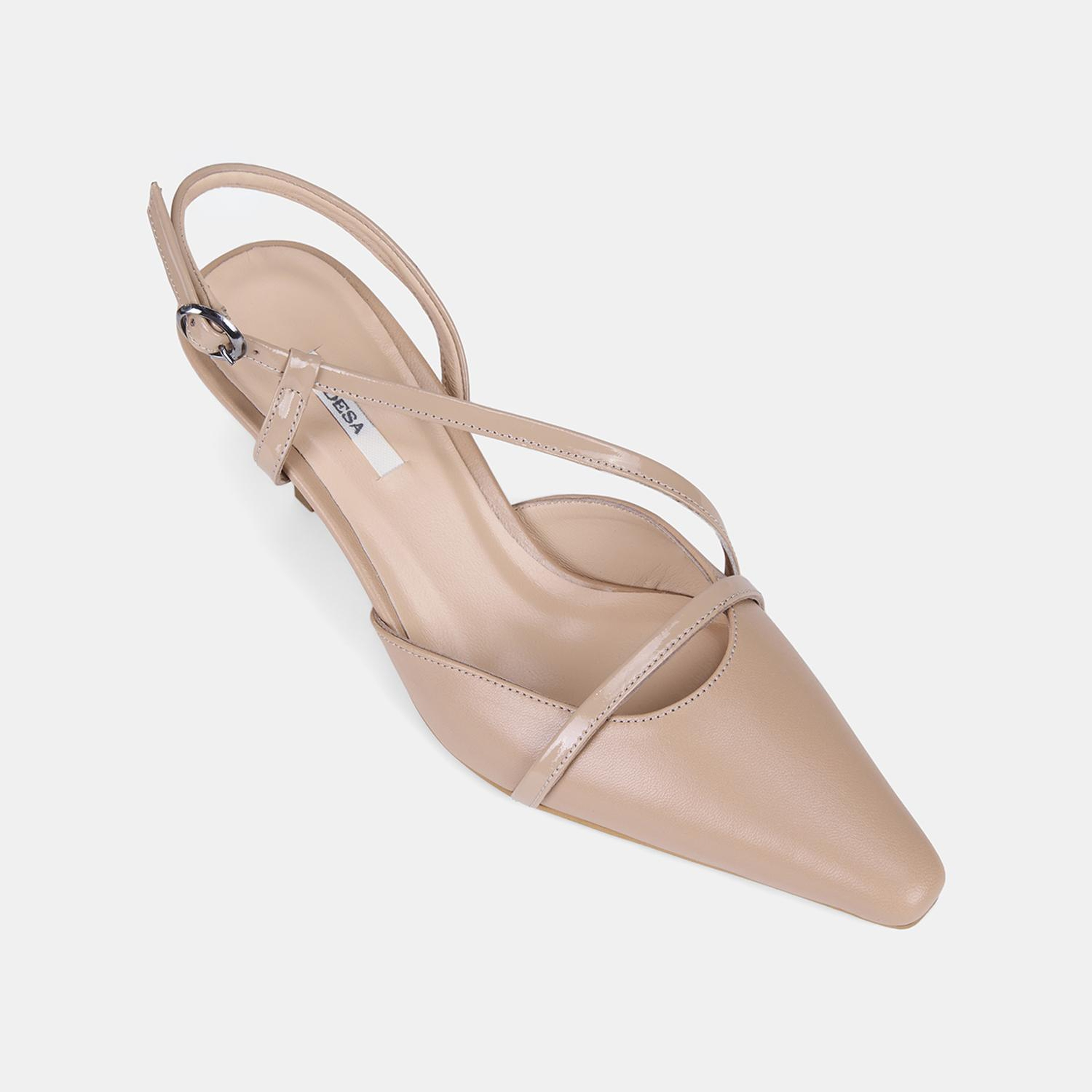 Kadın Ten Slingback Sivri Burunlu İnce Topuklu Deri Stiletto