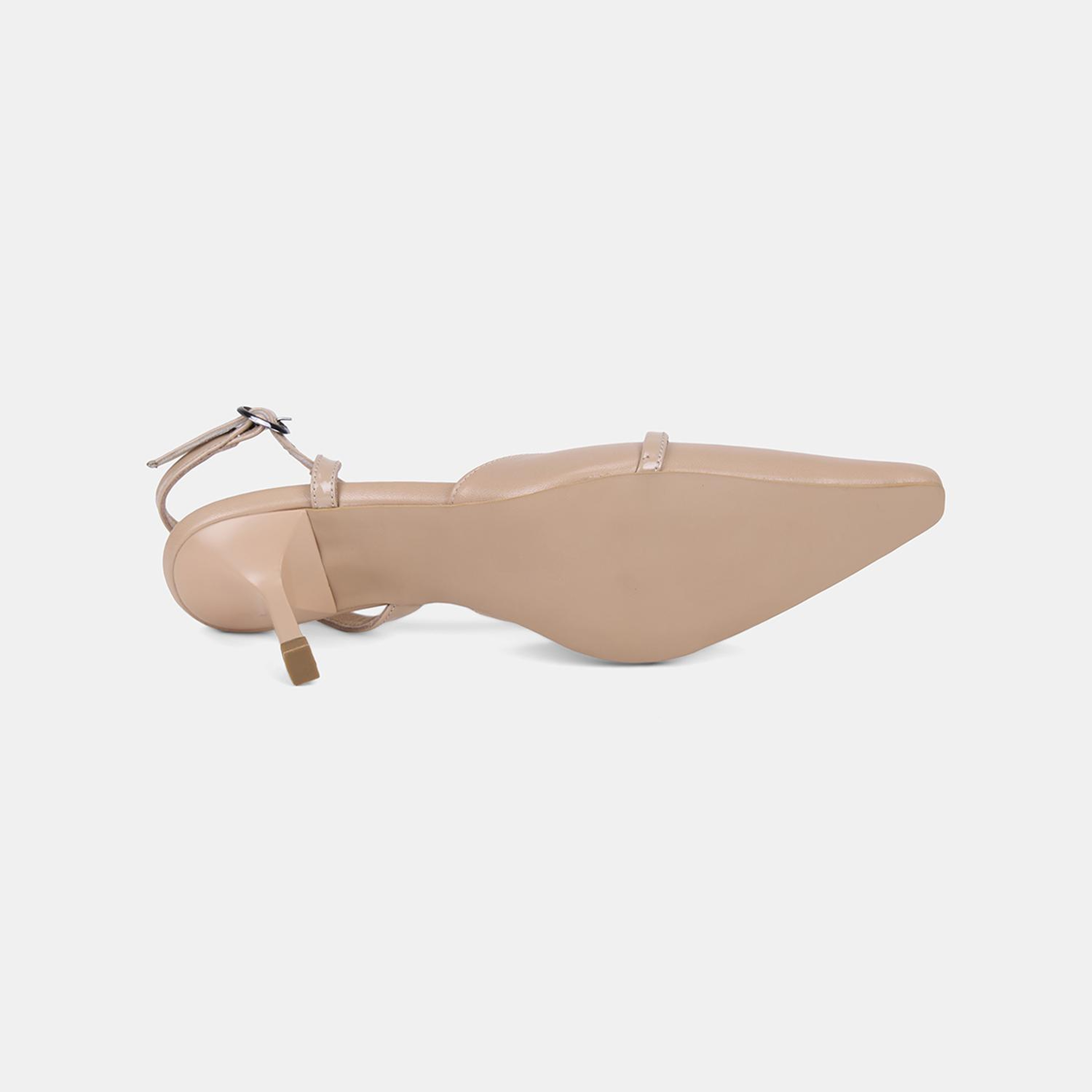 Kadın Ten Slingback Sivri Burunlu İnce Topuklu Deri Stiletto
